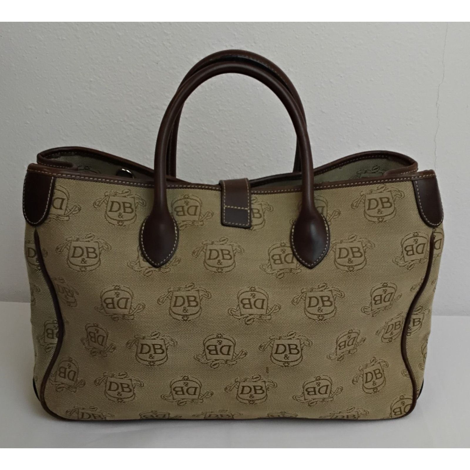 Dooney & Bourke Dooney & Bourke Jacquard Satchel Bag Brown DB Logo Canvas Size ONE SIZE - 3 Thumbnail