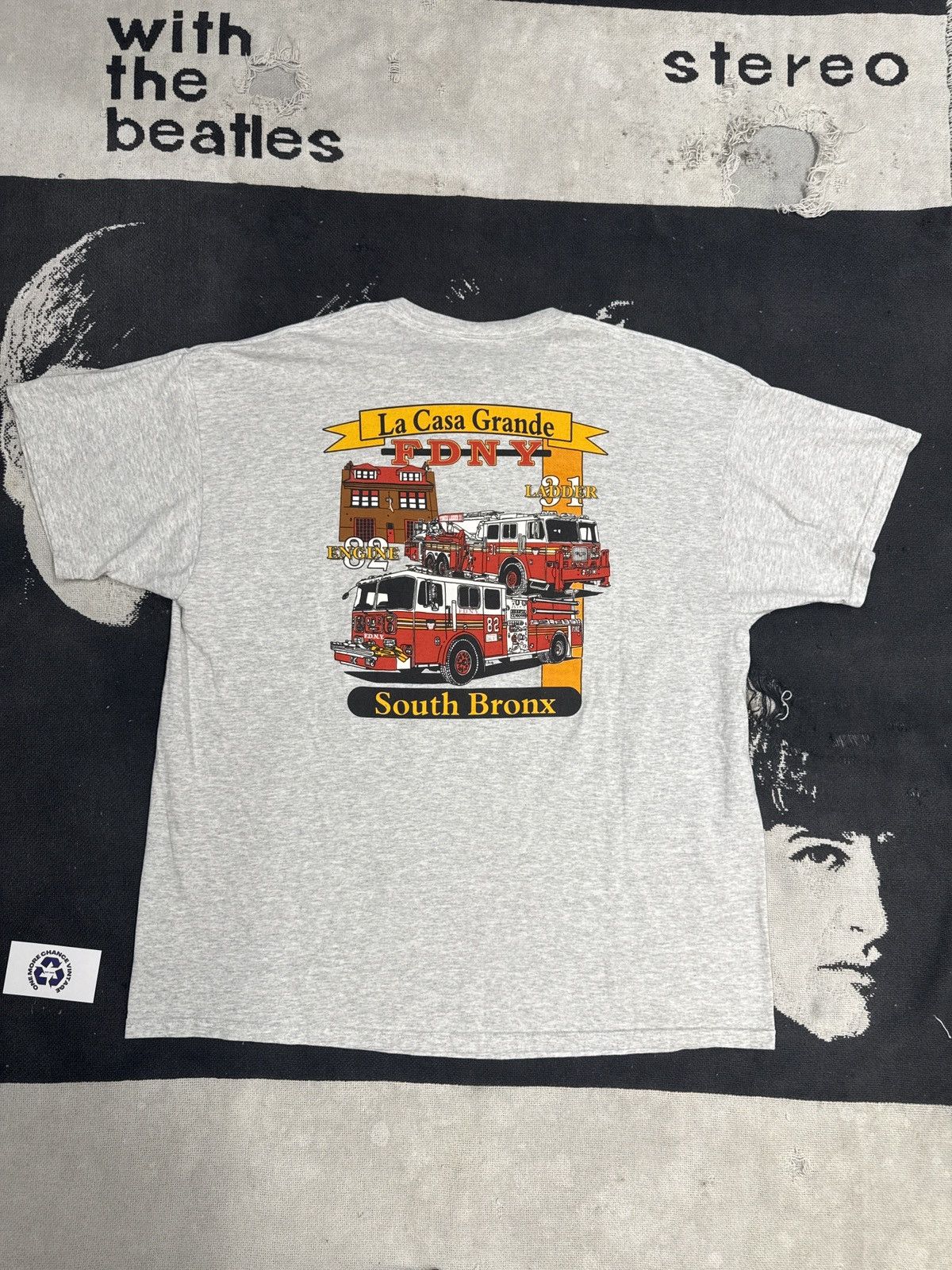 Vintage The Bronx “La Casa Grande” FDNY Vintage Y2K Grey T-Shirt Size US XL / EU 56 / 4 - 2 Thumbnail