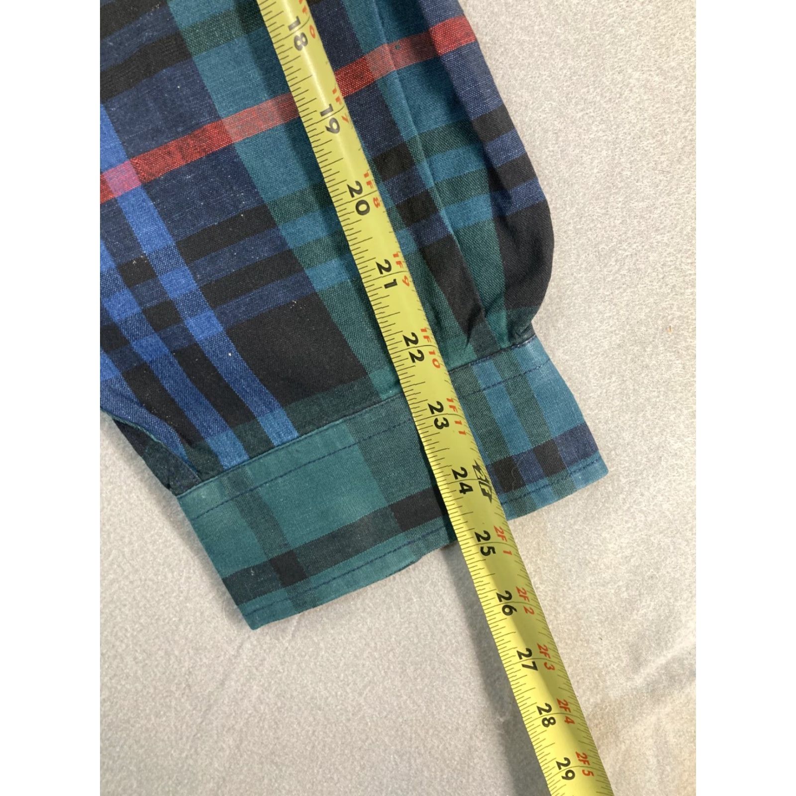 Tommy Hilfiger VTG Tommy Hilfiger Long Sleeve Button Down Shirt Mens L Denim and Green Plaid Size US L / EU 52-54 / 3 - 6 Thumbnail