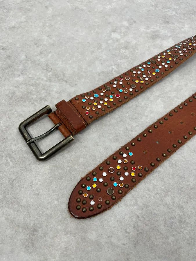 Dolce & Gabbana SS2010 Dolce & Gabbana Brown Leather Multicolore Studded Unique Belt Size ONE SIZE - 4 Thumbnail