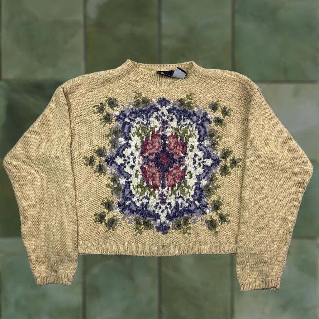 Vintage Vintage Liz Sport Floral Sweater Womens Large Cropped Knit Pullover Nature Y2K Size L / US 10 / IT 46 - 1 Thumbnail