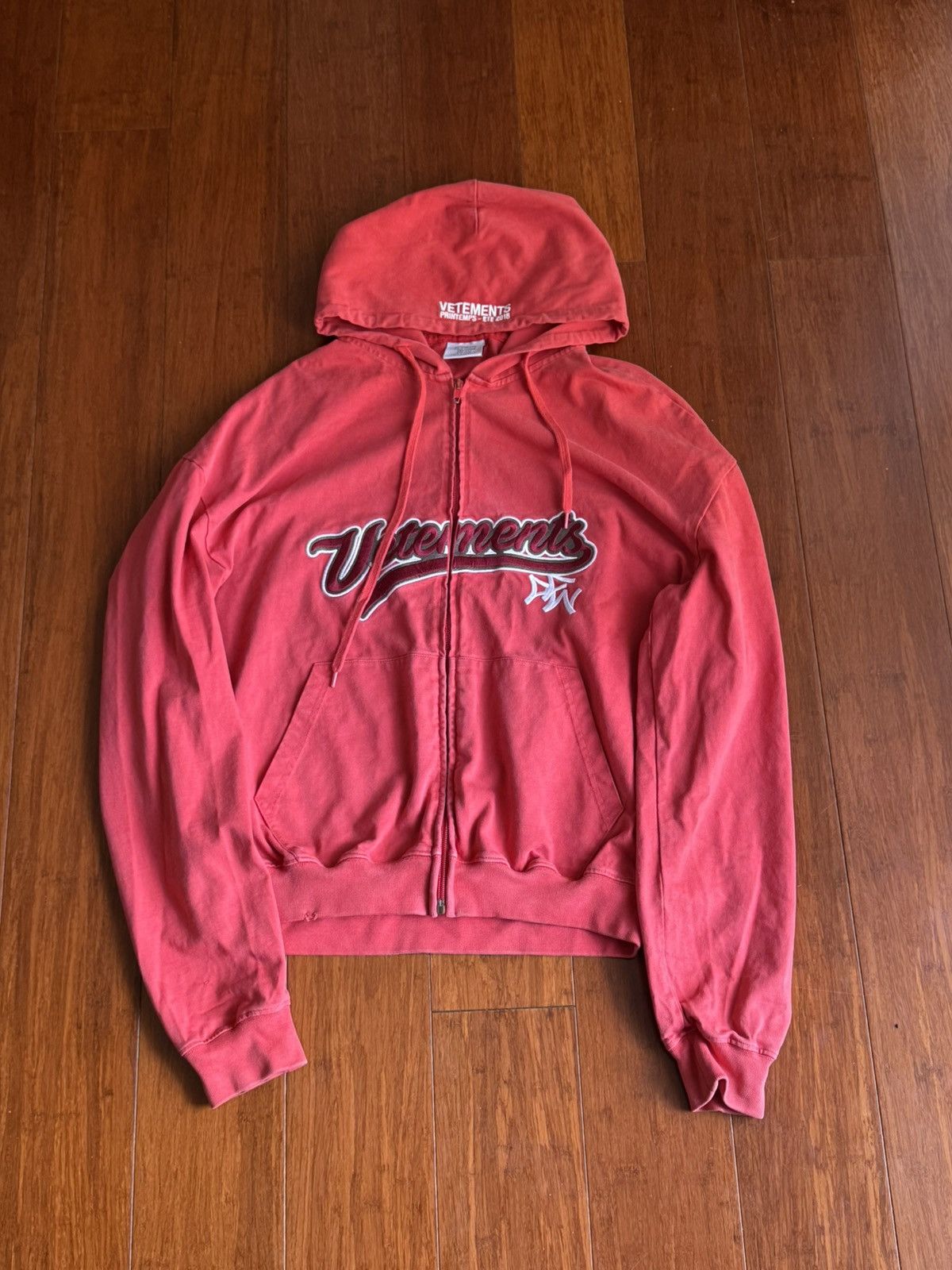 Vetements SS18 - “Bro” Baseball Embroidered Logo Zip Hoodie