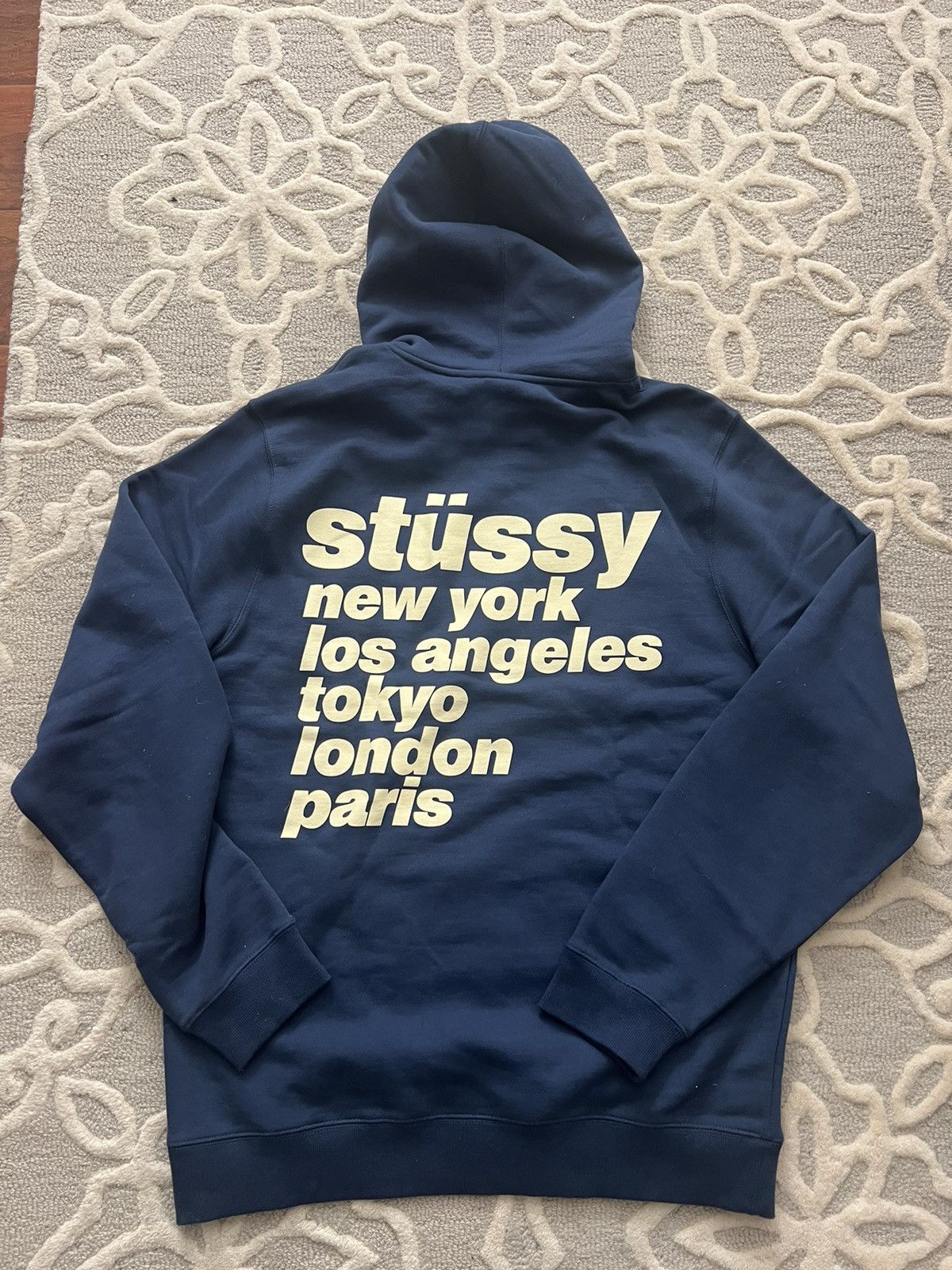 image of Stussy Italic Hoodie in Blue, Men's (Size XL)