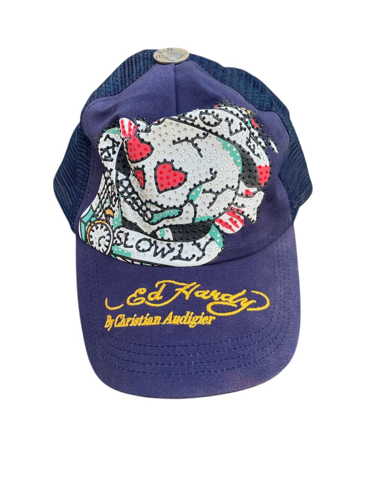 Ed Hardy VINTAGE Ed Hardy navy and blue skull cap with SWAG STICKER Size ONE SIZE - 6 Thumbnail