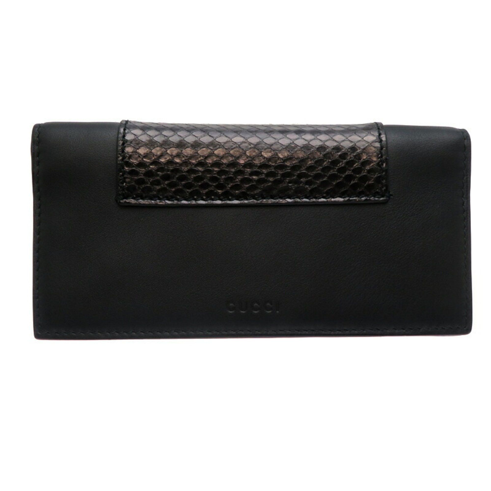 Gucci Gucci Men's and Women's Long Wallet 386836 Leather Black Size ONE SIZE - 1 Thumbnail