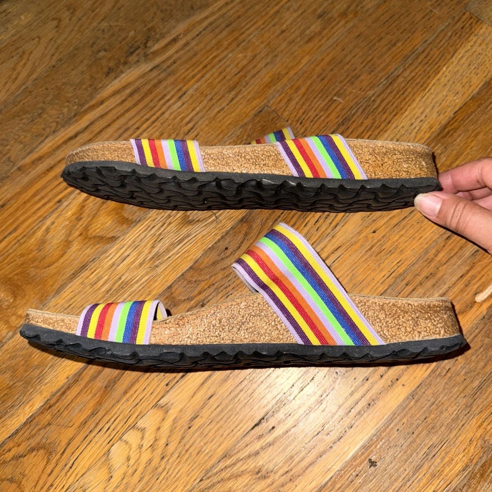 Birkenstock Birki’s Birkenstock Womens Sandal Curacao II Stretch Rainbow Slip On 7 Multicolor Striped Slip-On夏 Size US 7 / IT 37 - 7 Thumbnail