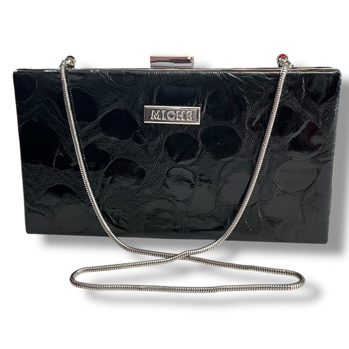 Other Miche Black Textured Clutch with Silver Chain Size ONE SIZE - 4 Thumbnail