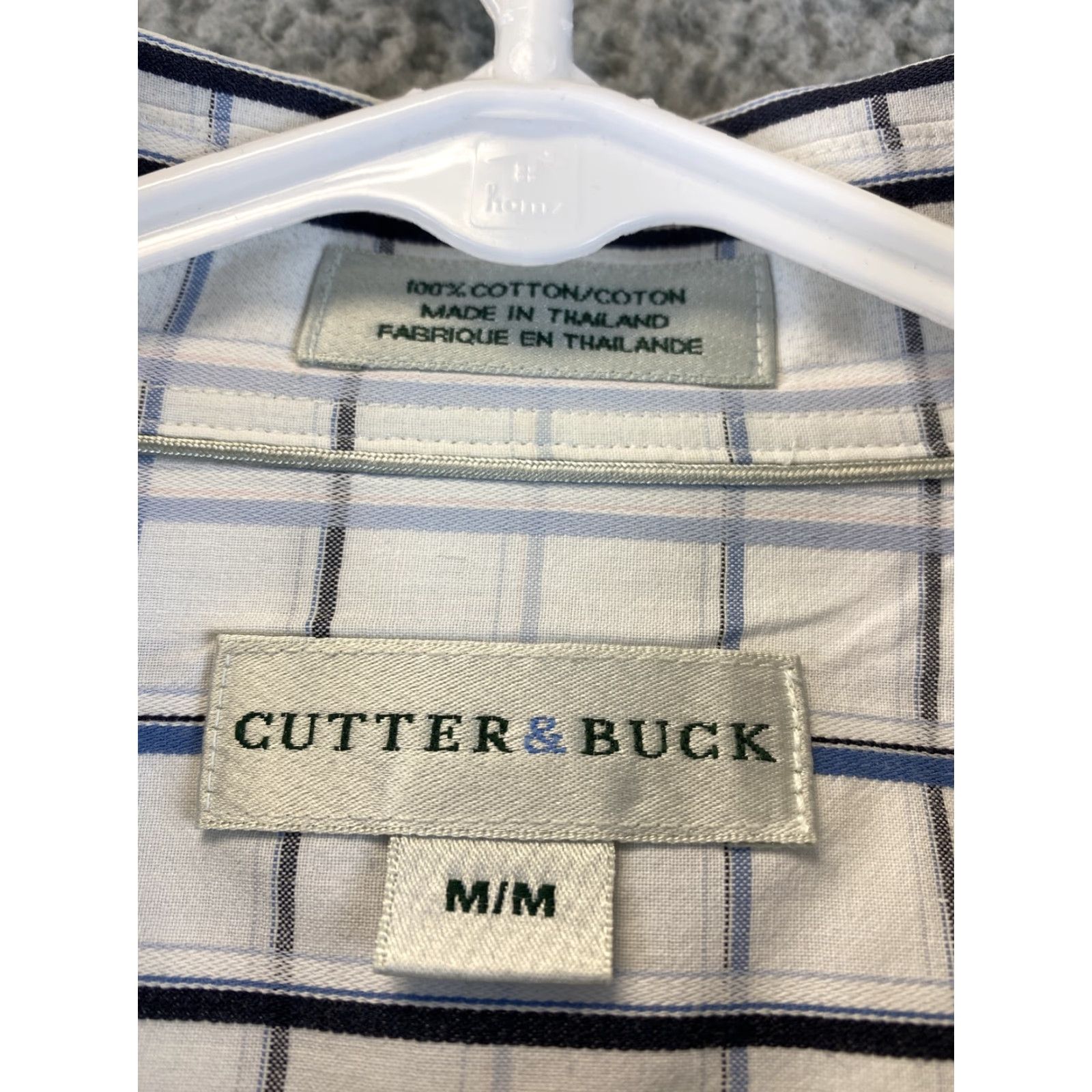 Cutter & Buck VINTAGE Cutter & Buck Dress Shirt Men M Button-Up Long Sleeve Blue White Check 77-21 Mens Size 40R - 5 Thumbnail