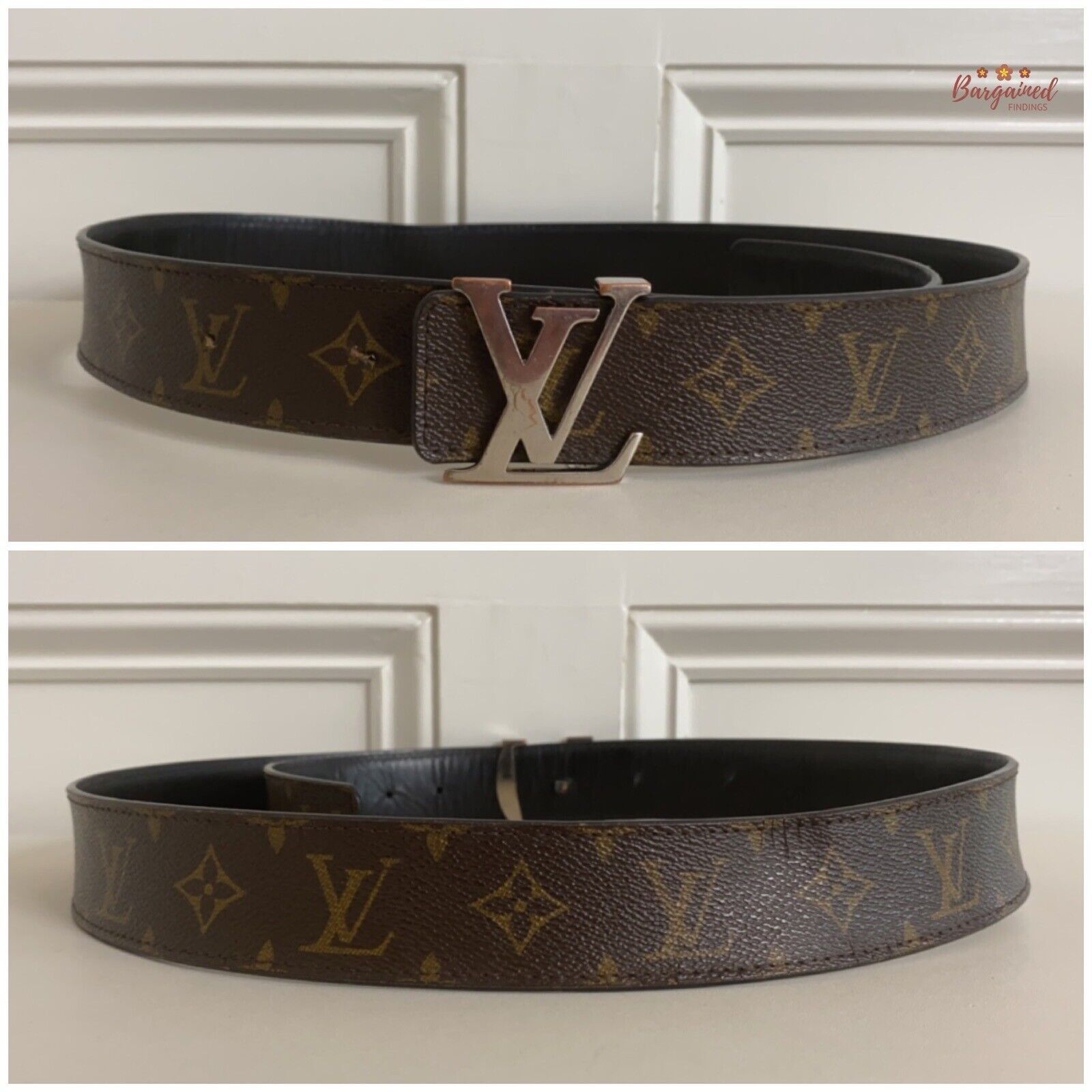 Louis Vuitton Louis Vuitton Monogram Reversible Silver LV Initials Belt Size 36 - 4 Thumbnail