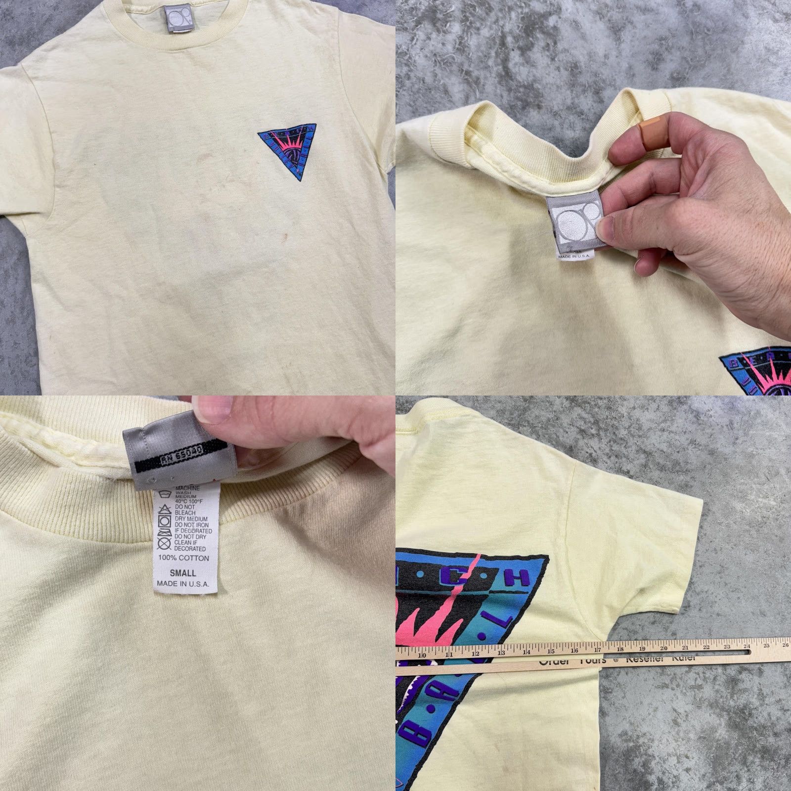 Ocean Pacific VINTAGE Ocean Pacific Shirt Mens Small Beach Volleyball Graphic 90s USA stains Size US S / EU 44-46 / 1 - 8 Thumbnail