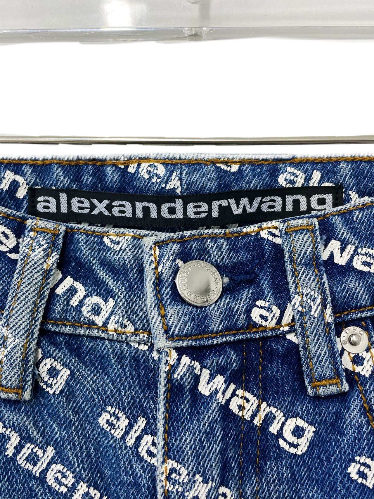Alexander Wang Alexander Wang All Over Logo Printed Denim Pants K26WX Size 24" / US 00 / IT 34 - 4 Thumbnail