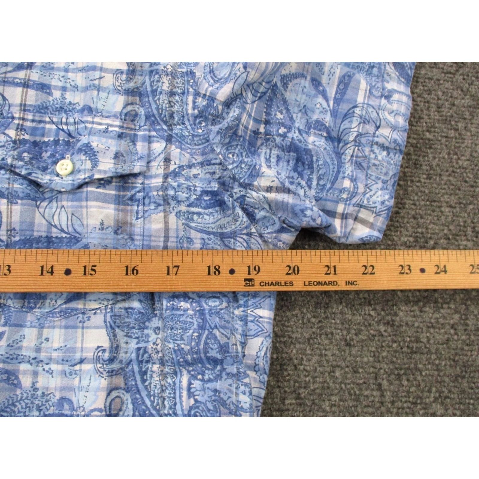 Ralph Lauren Ralph Lauren Shirt Mens M Blue Paisley Floral Plaid Button-Up Casual Summer White Space? Size US M / EU 48-50 / 2 - 5 Thumbnail