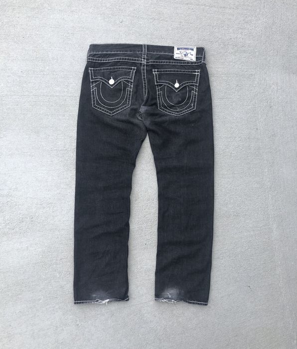 True religion jeans black with best sale white stitching