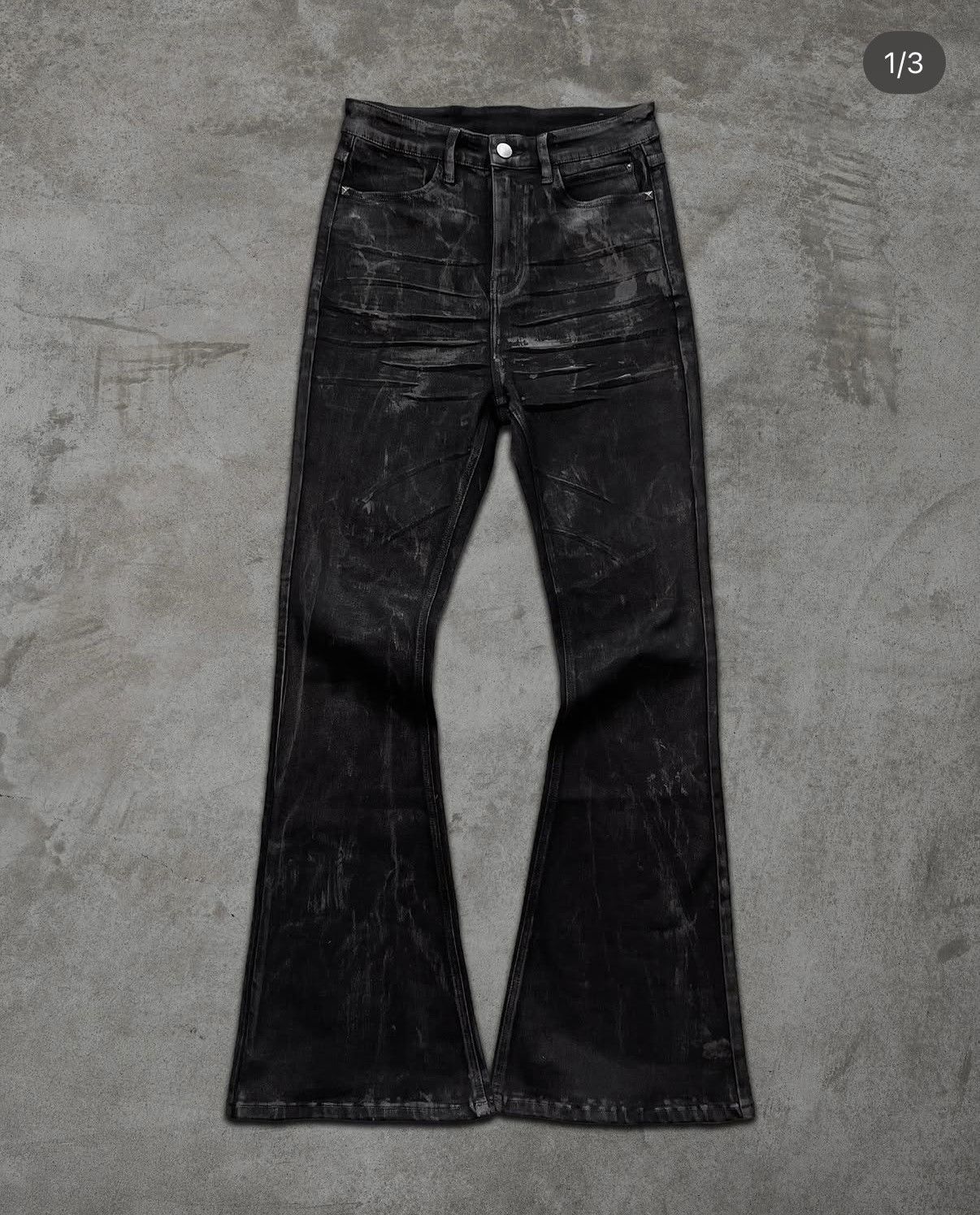 Other Oil Spill Flared Denim Size US 34 / EU 50 - 2 Thumbnail