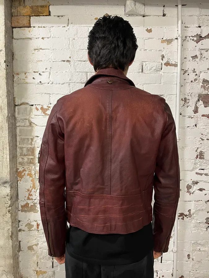Just Cavalli 2000s Cavalli Fight Club Burgundy Faded Leather Jacket Size US M / EU 48-50 / 2 - 3 Thumbnail