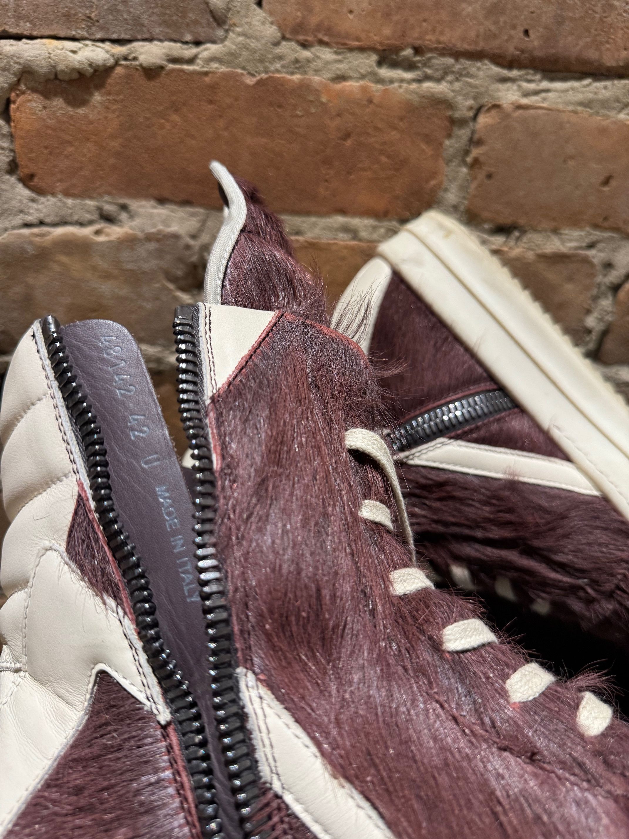Rick Owens Rick Owens Mainline Geobasket — “Amethyst/Milk” pony hair Size US 9 / EU 42 - 2 Thumbnail