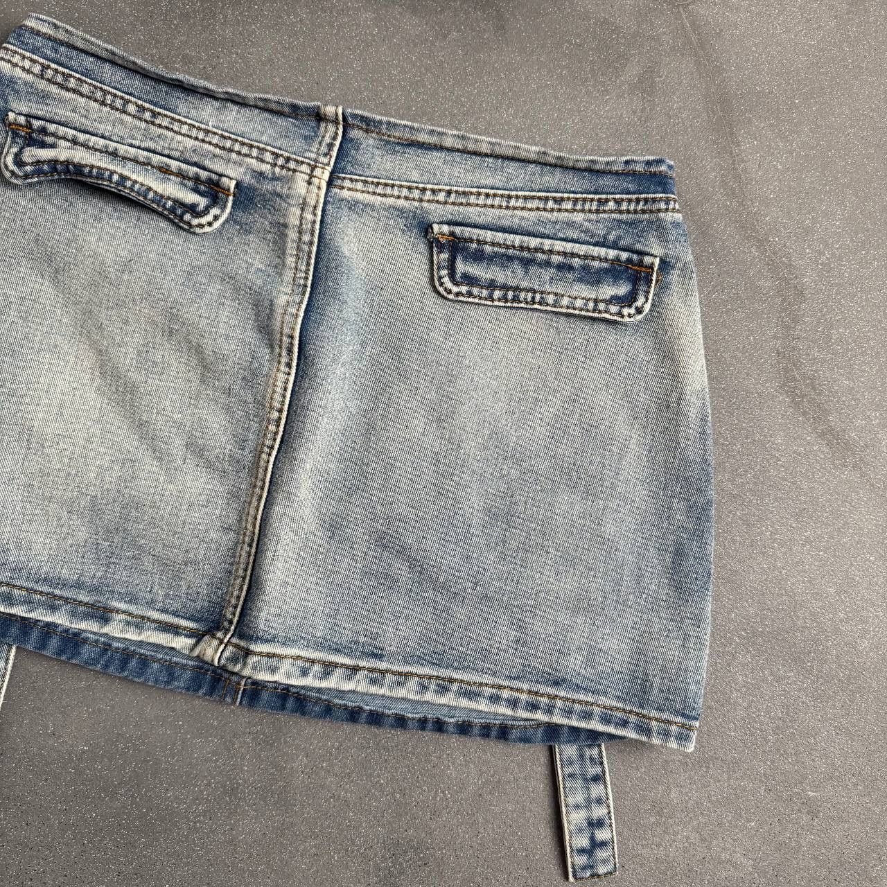 Japanese Brand Y2K Super Sexy Bondage Details Washed Denim Mini Skirt Size 28" / US 6 / IT 42 - 6 Thumbnail