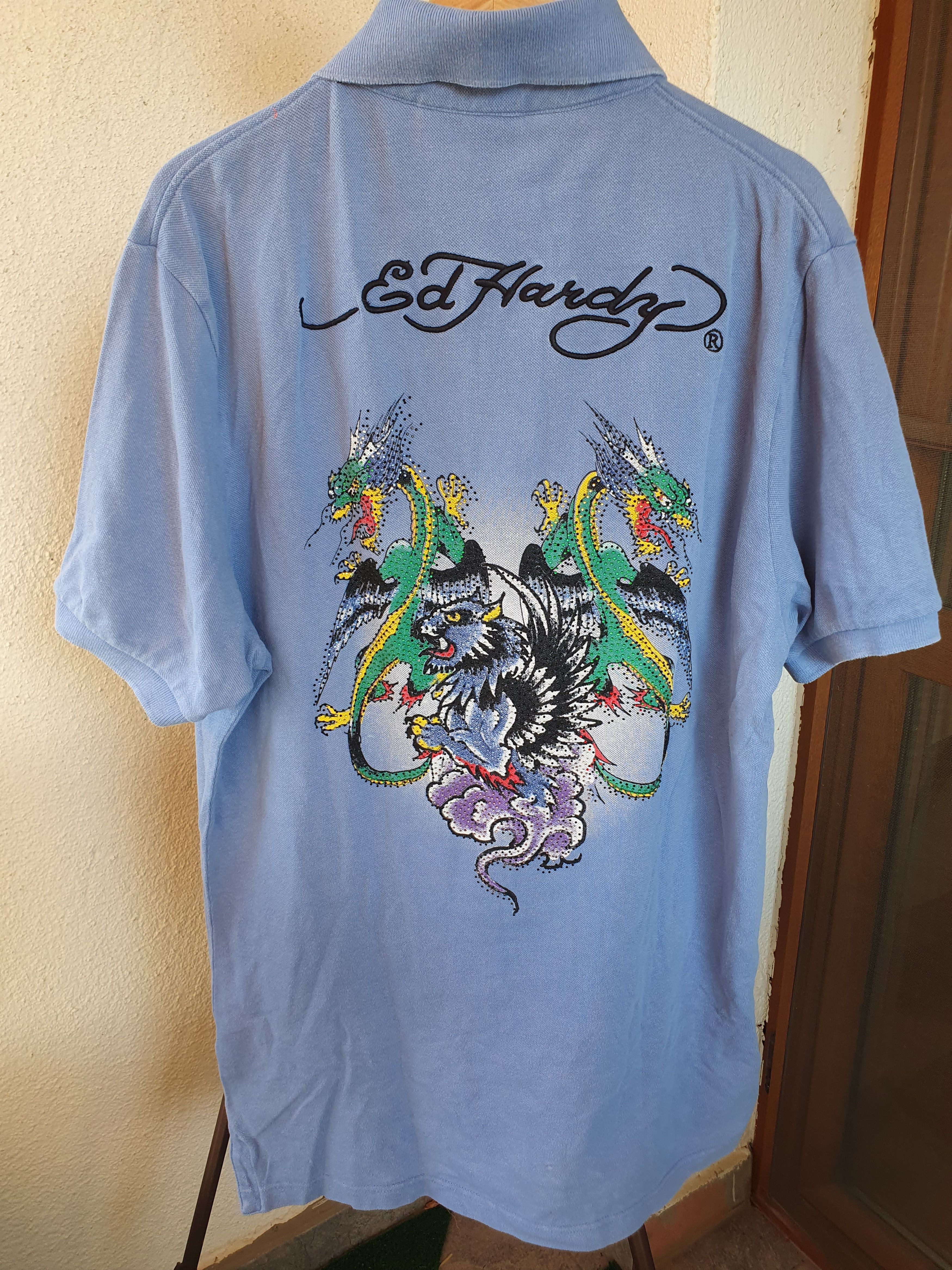 Christian Audigier × Ed Hardy Ed Hardy by Christian Audigier Polo Vtg Y2K Double Sided XXL Size US XXL / EU 58 / 5 - 1 Thumbnail