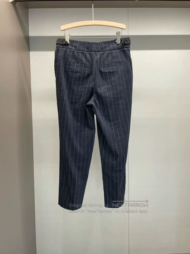 Brunello Cucinelli Brunello Cucinelli Blue Striped Linen Casual Long Trousers Size 26" / US 2 / IT 38 - 2 Thumbnail