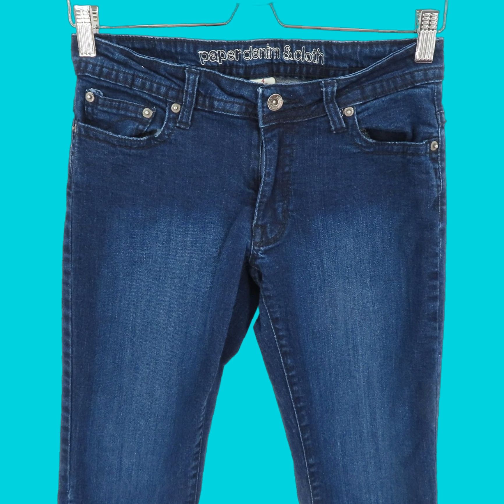 Denime VINTAGE Paper Denim & Cloth Jeans Womens 4/27 Dark Blue Button Flap Pocket Flare Denim Jeans Size 27" / US 4 / IT 40 - 1 Thumbnail
