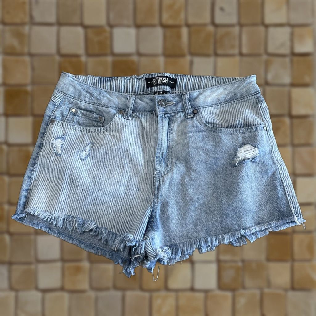 Vintage VINTAGE Rewash Distressed Cut-Off Jean Shorts Juniors Size 7 Blue Size 28" / US 6 / IT 42 - 1 Thumbnail