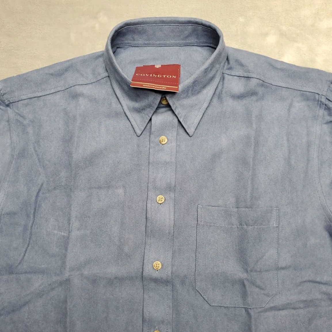Vintage Covington Microsuede Shirt Mens M Faux Leather Blue Long Sleeve Retro Classic Size US M / EU 48-50 / 2 - 3 Thumbnail