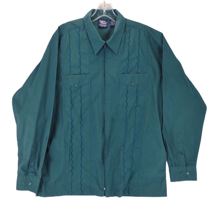 John Blair Vintage John Blair Western Style Full Zip Teal Shirt Jacket ...