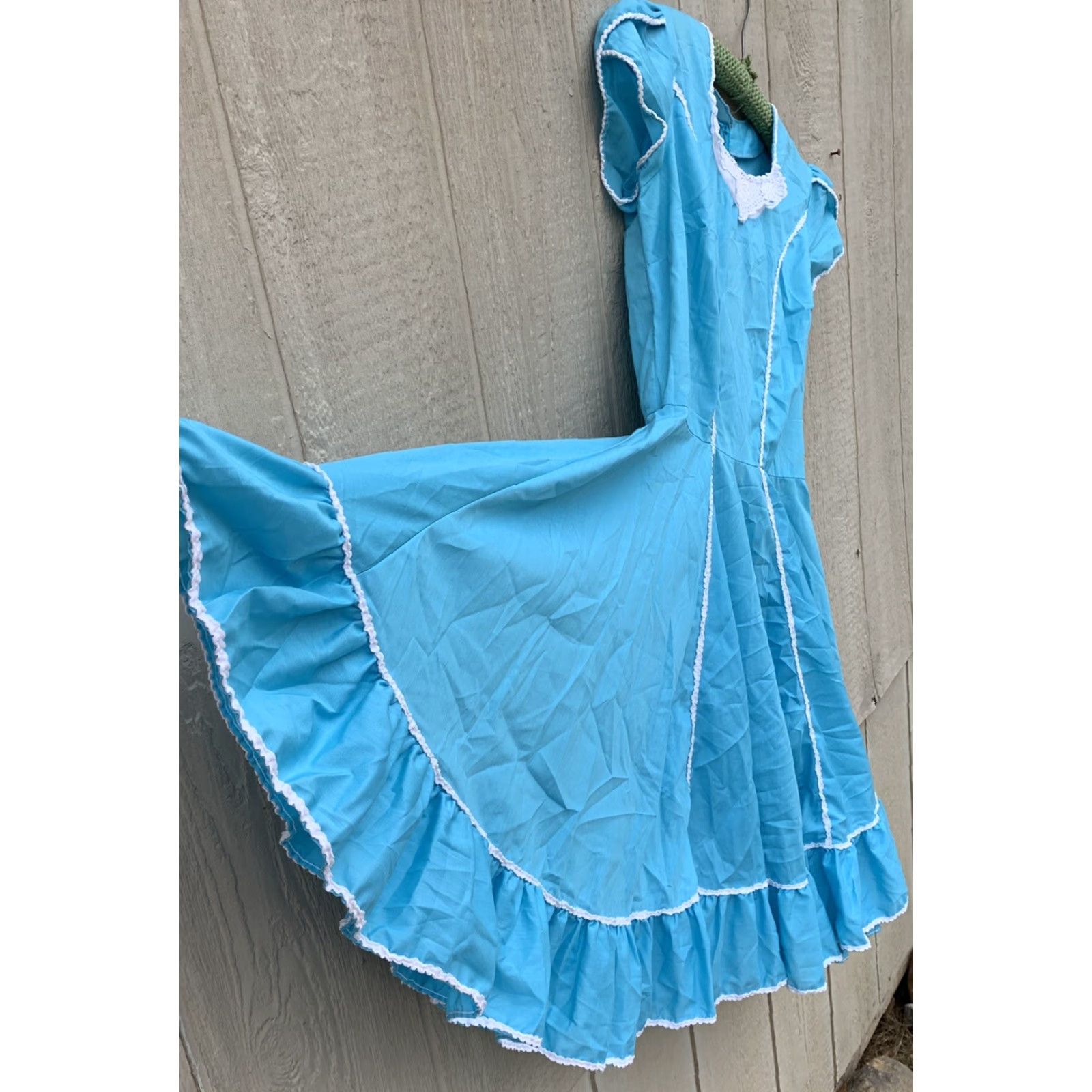 Vintage VINTAGE square dancing dress metal zipper blue white country cowgirl western Size 4XL / US 24-26 - 7 Thumbnail
