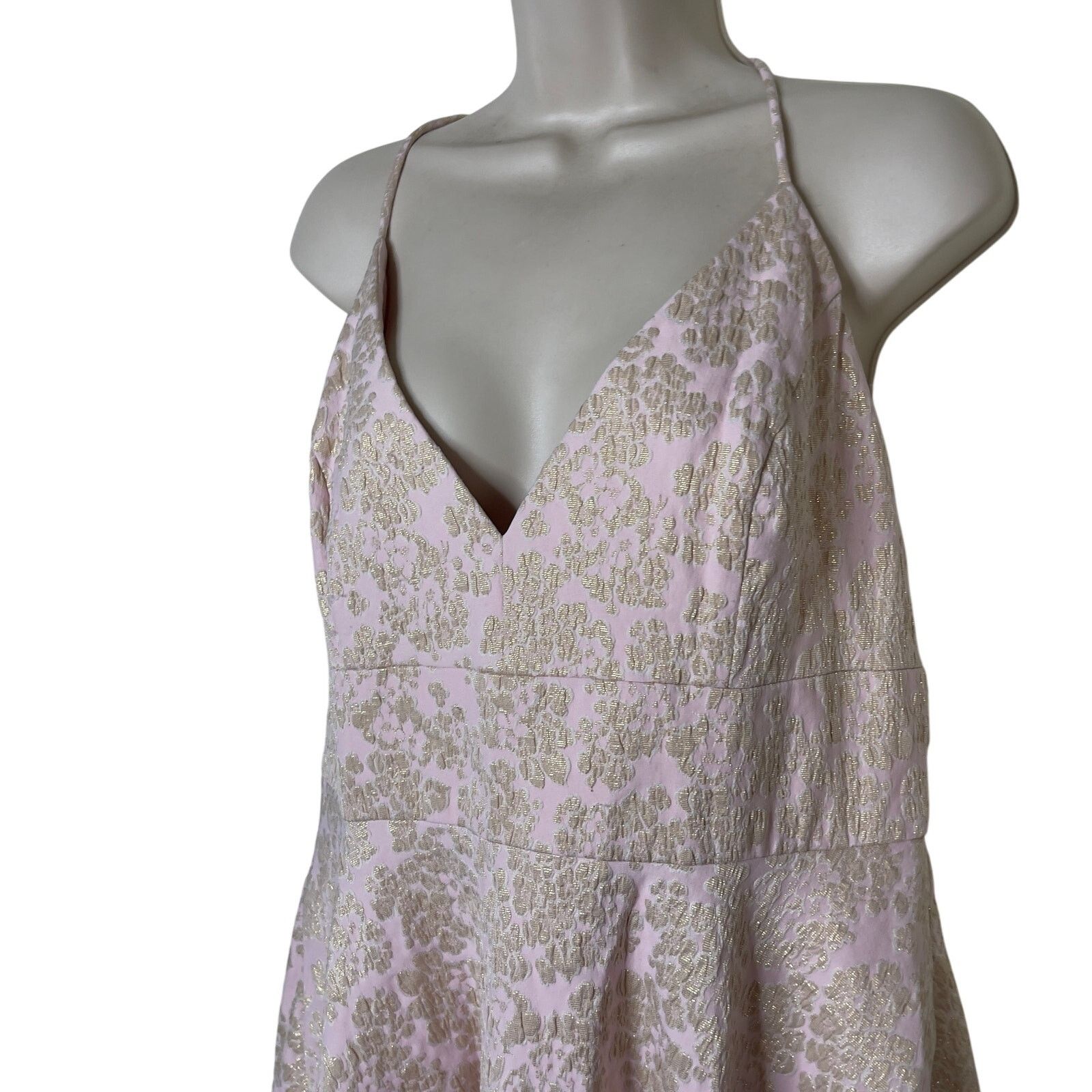 Badgley Mischka Pink Golden Hue Jaquard Mini Dress sz 16