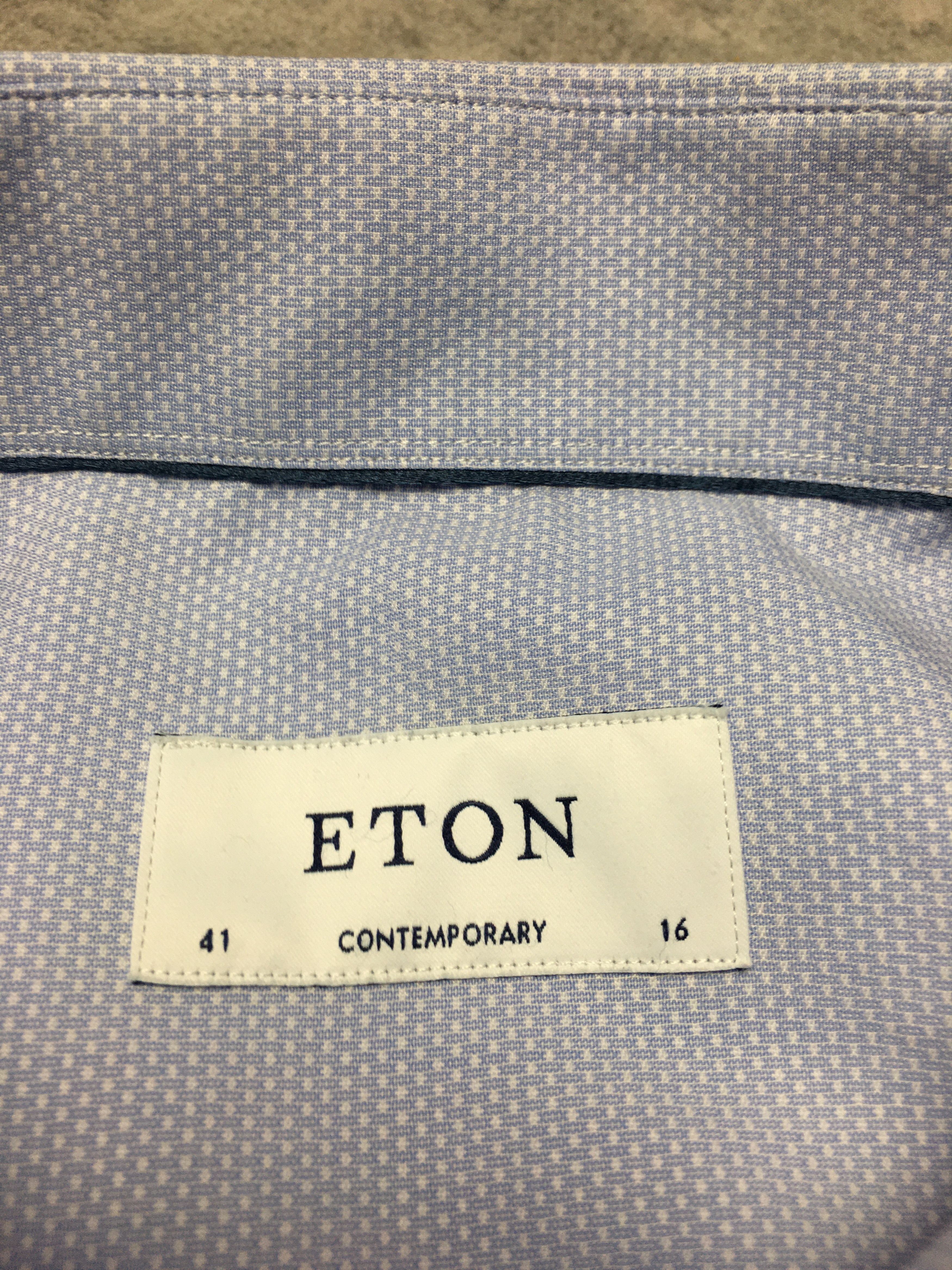 Eton ETON Long Sleeve Men’s Blue Dress Shirt 41/16 Size 42S - 4 Thumbnail