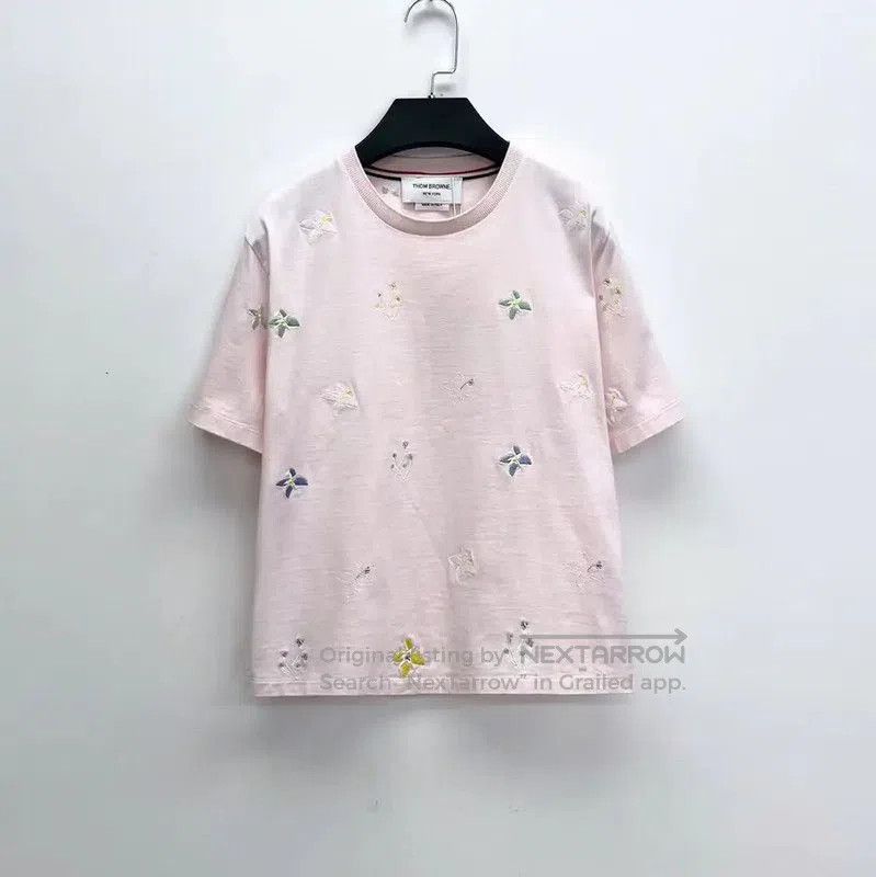 Thom Browne Thom Browne Pink Logo Short Sleeve T-Shirt . Size S / US 4 / IT 40 - 1 Thumbnail