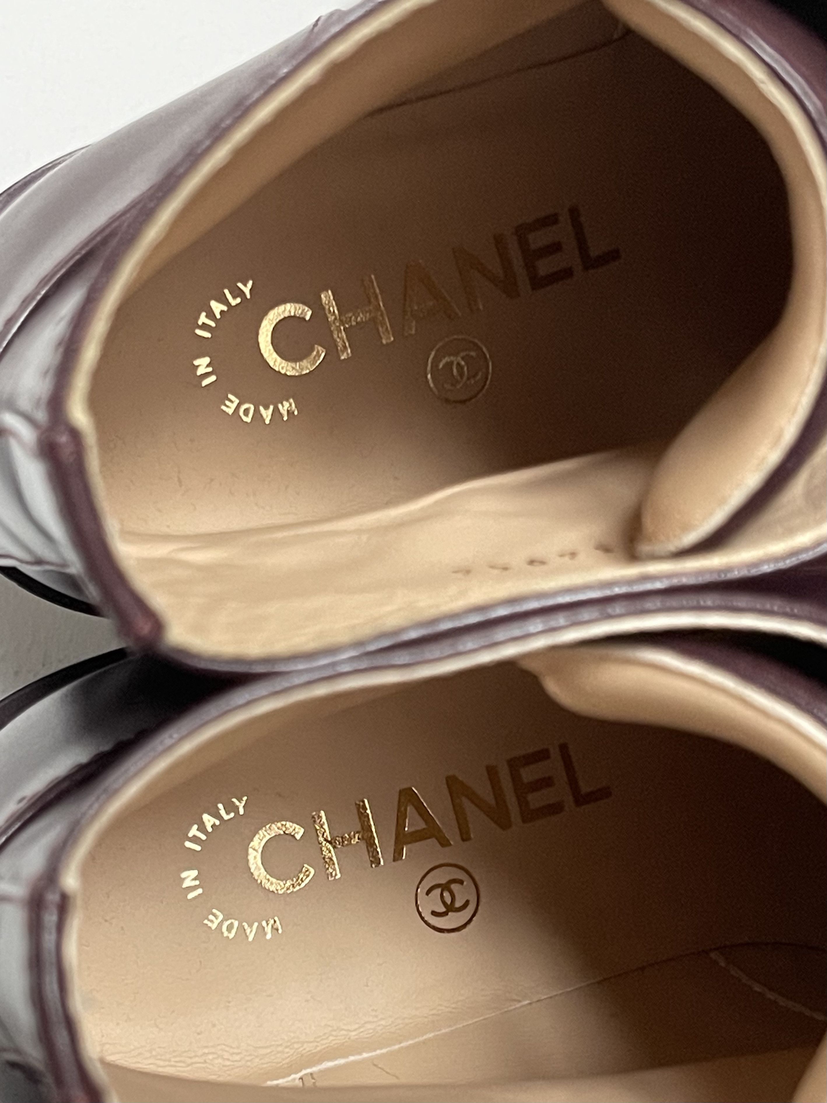Chanel Chanel lace up ankle boots, burgundy, size 39 Size US 9 / IT 39 - 10 Thumbnail