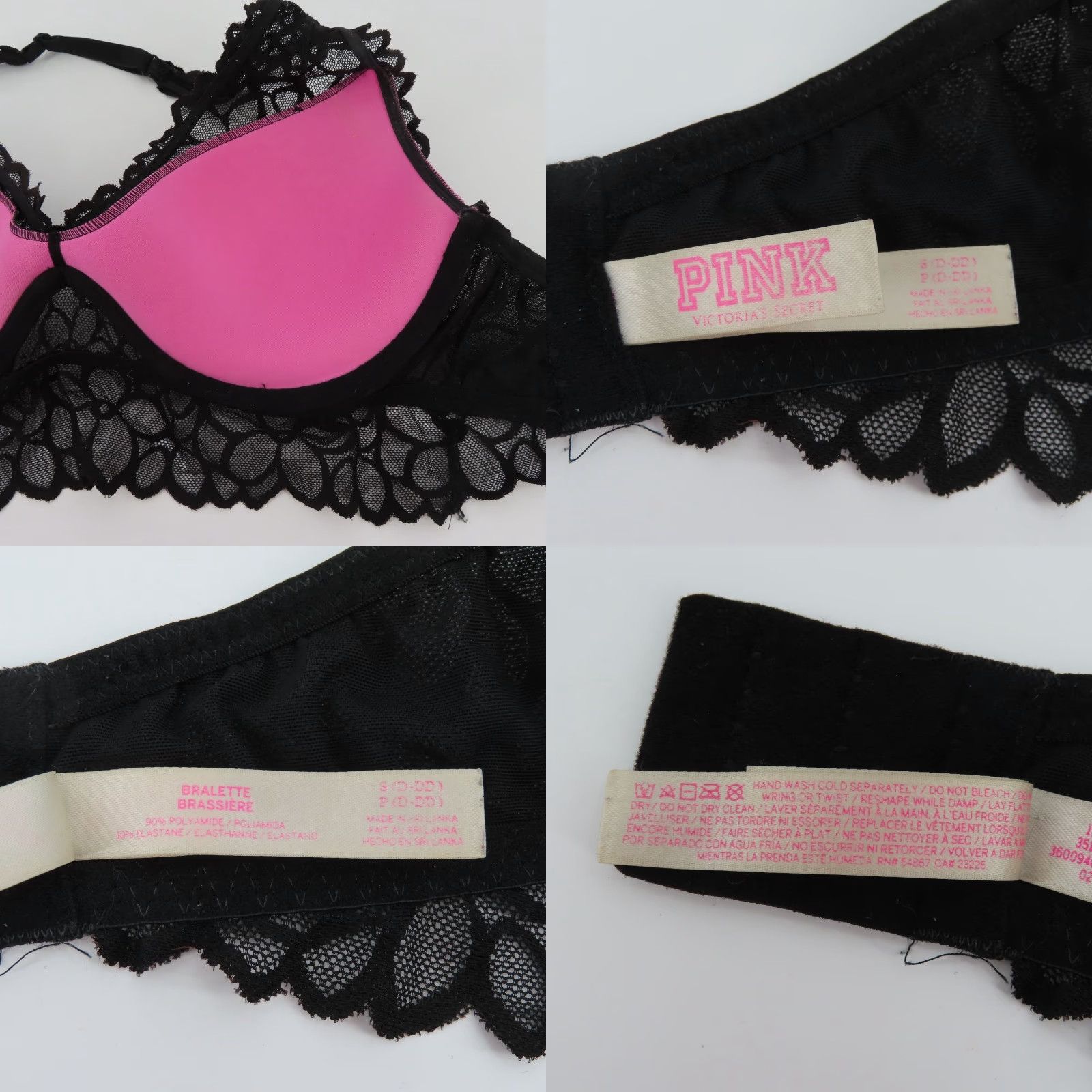 Victoria's Secret PINK Victoria's Secret Small D-DD Black Flower Lace Halter Bralette Underwire Bralette Women N/A Size ONE SIZE - 9 Thumbnail