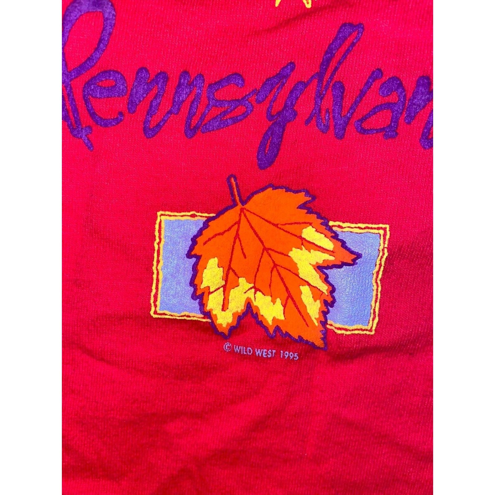 Vintage Vintage Pennsylvania Shirt Fall leaves Leaf Red Tee 90s L Size US L / EU 52-54 / 3 - 3 Thumbnail