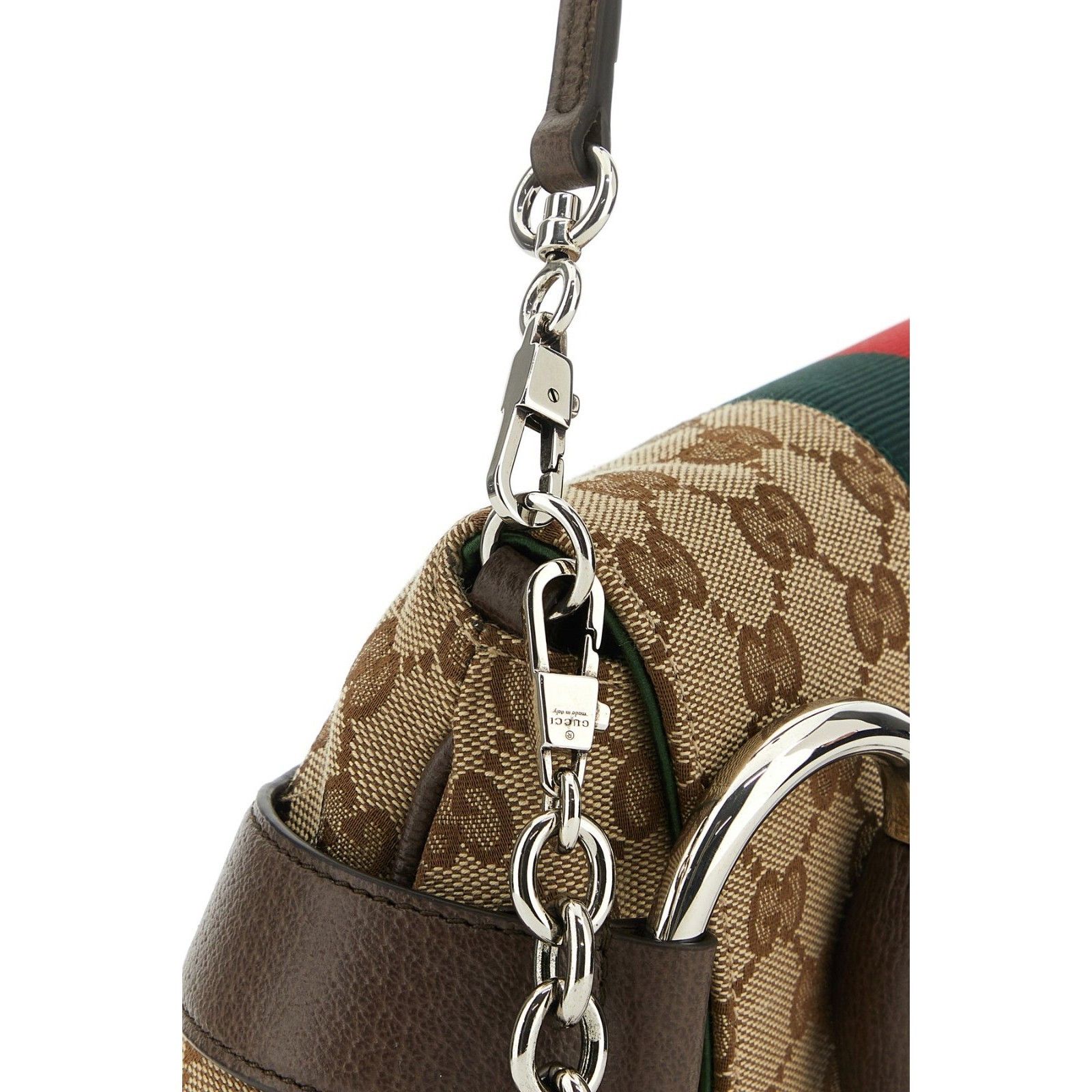 Gucci GUCCI Horsebit Chain Medium Beige/Ebony Canvas Shoulder Bag Size ONE SIZE - 4 Thumbnail