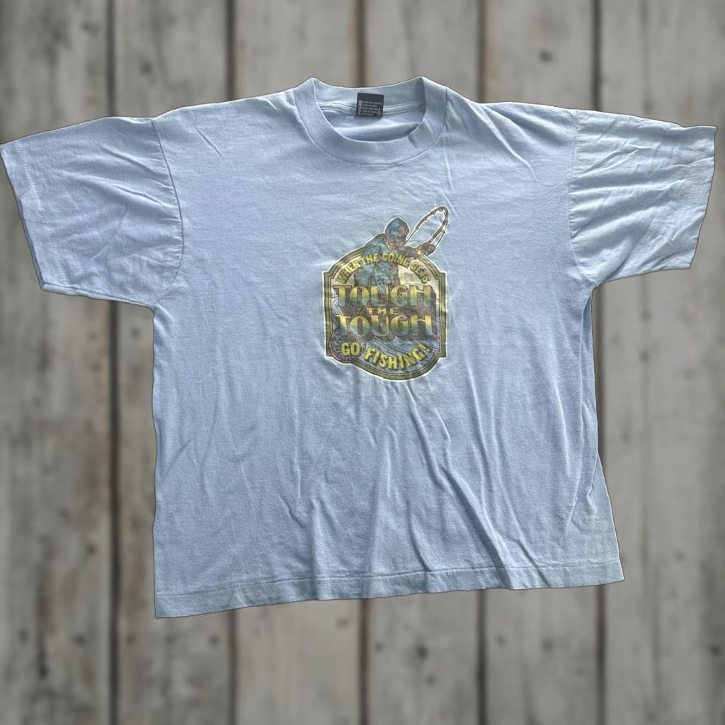 Vintage VINTAGE Screen Stars Best Shirt Mens Large Blue Fishing Graphic 90s USA Size US L / EU 52-54 / 3 - 1 Thumbnail