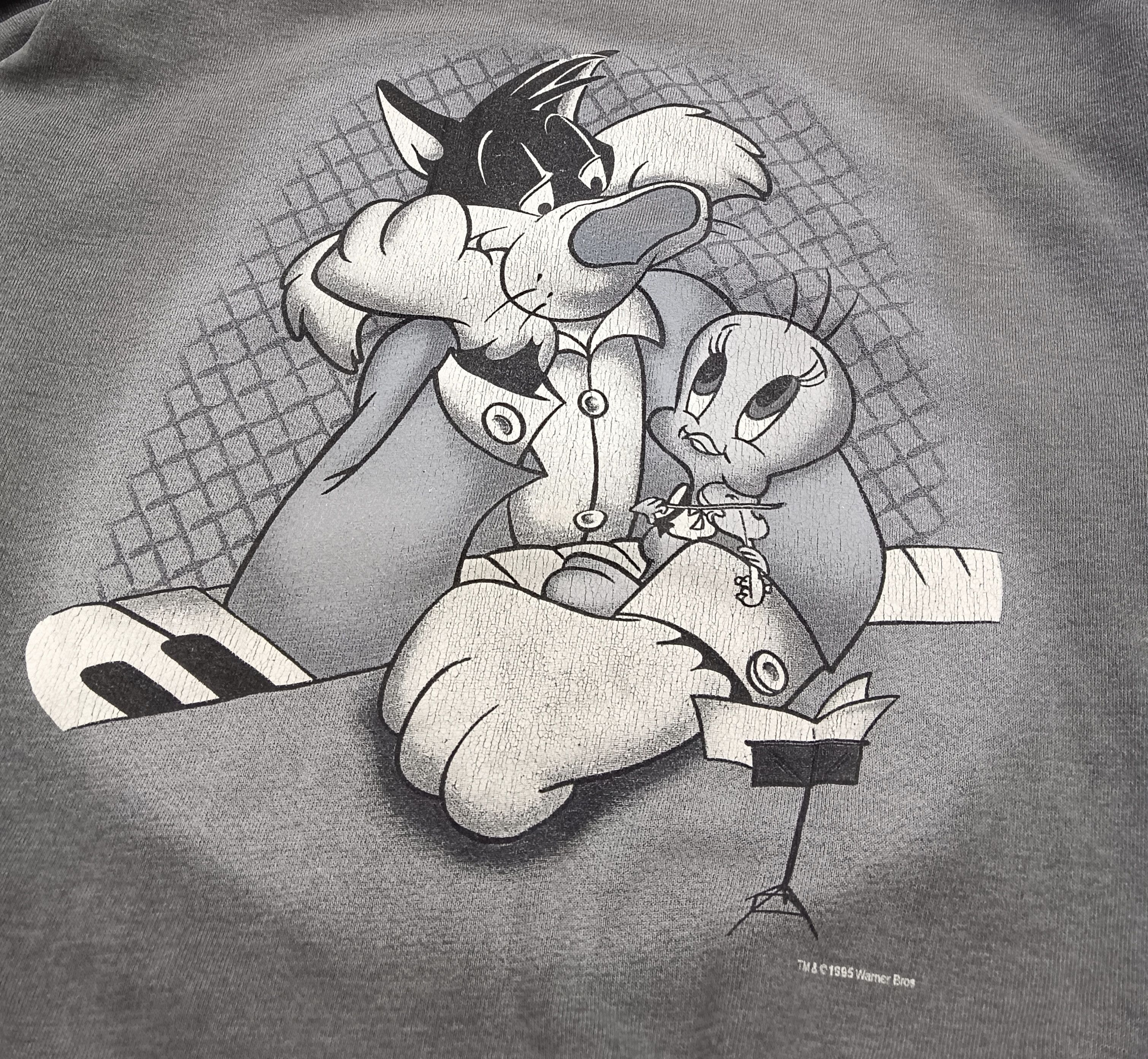Warner Bros Sunfaded Vintage 90s Sylvester And Tweety Sweatshirt Size US L / EU 52-54 / 3 - 3 Thumbnail