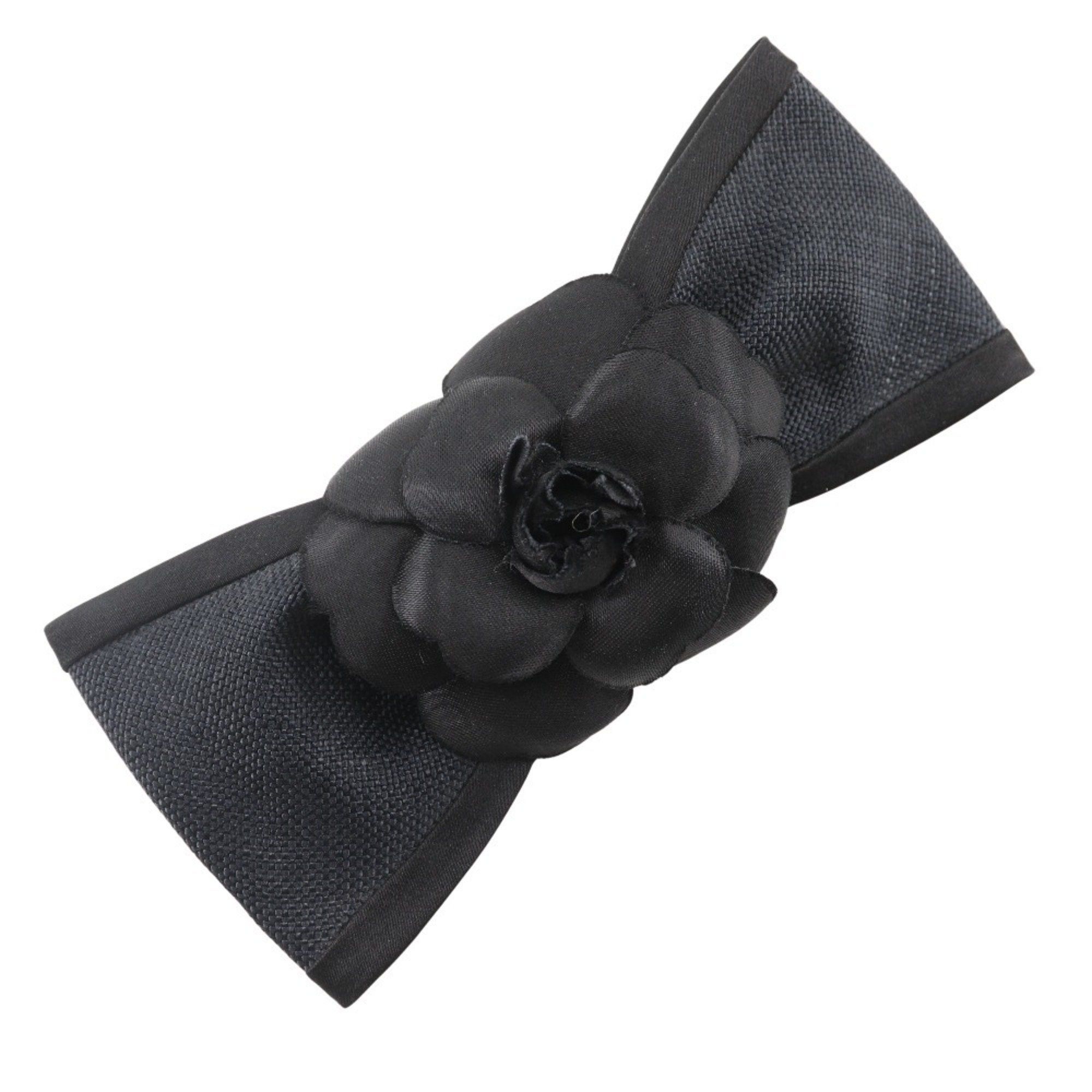 Chanel CHANEL Camellia Ribbon Barrette, Satin Black Ribbon, Women's Size ONE SIZE - 1 Thumbnail