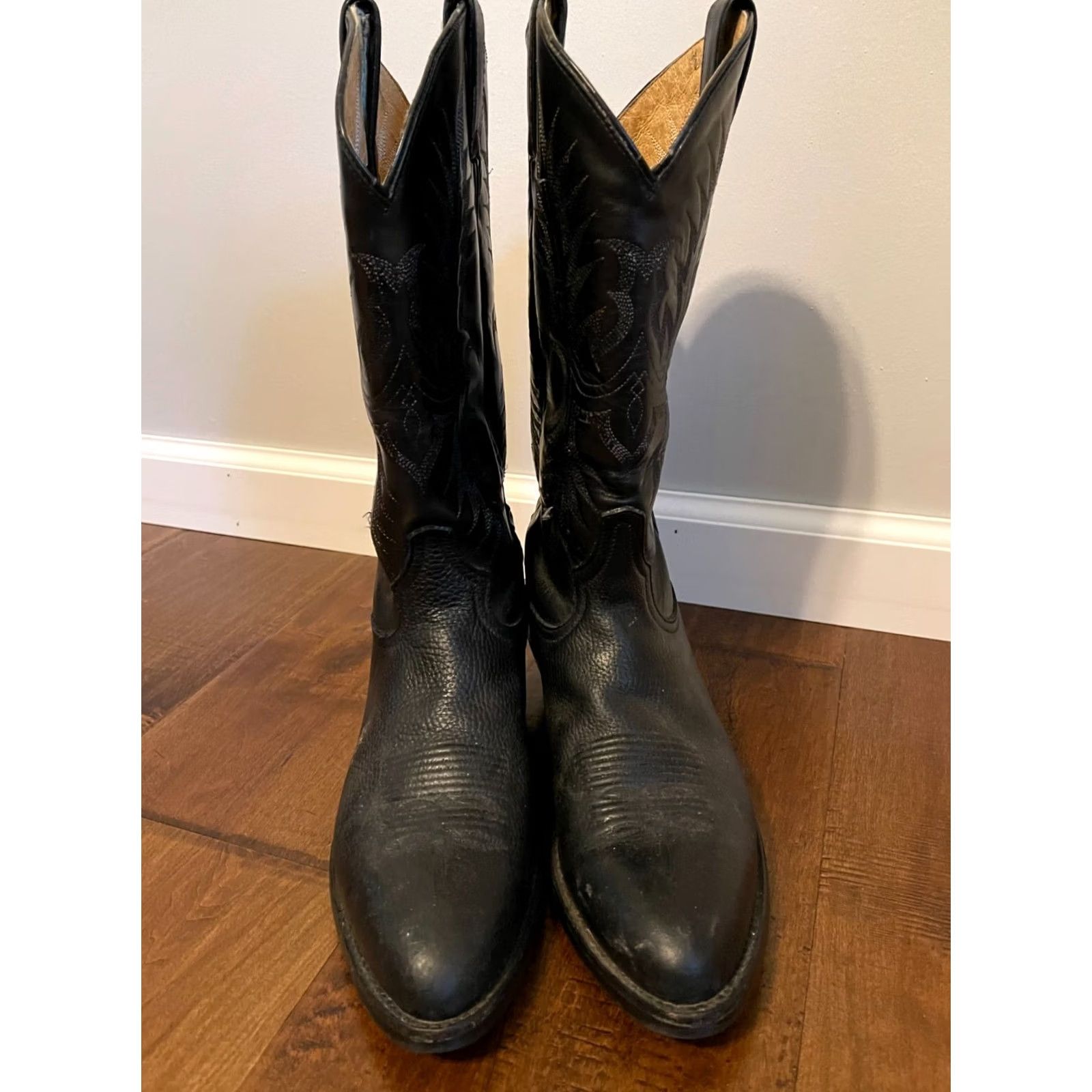 Tony Lama VINTAGE Tony Lama Boots Mens Black TW2006 Mexico Leather Western Cowboy Men Size US 9 / EU 42 - 3 Thumbnail