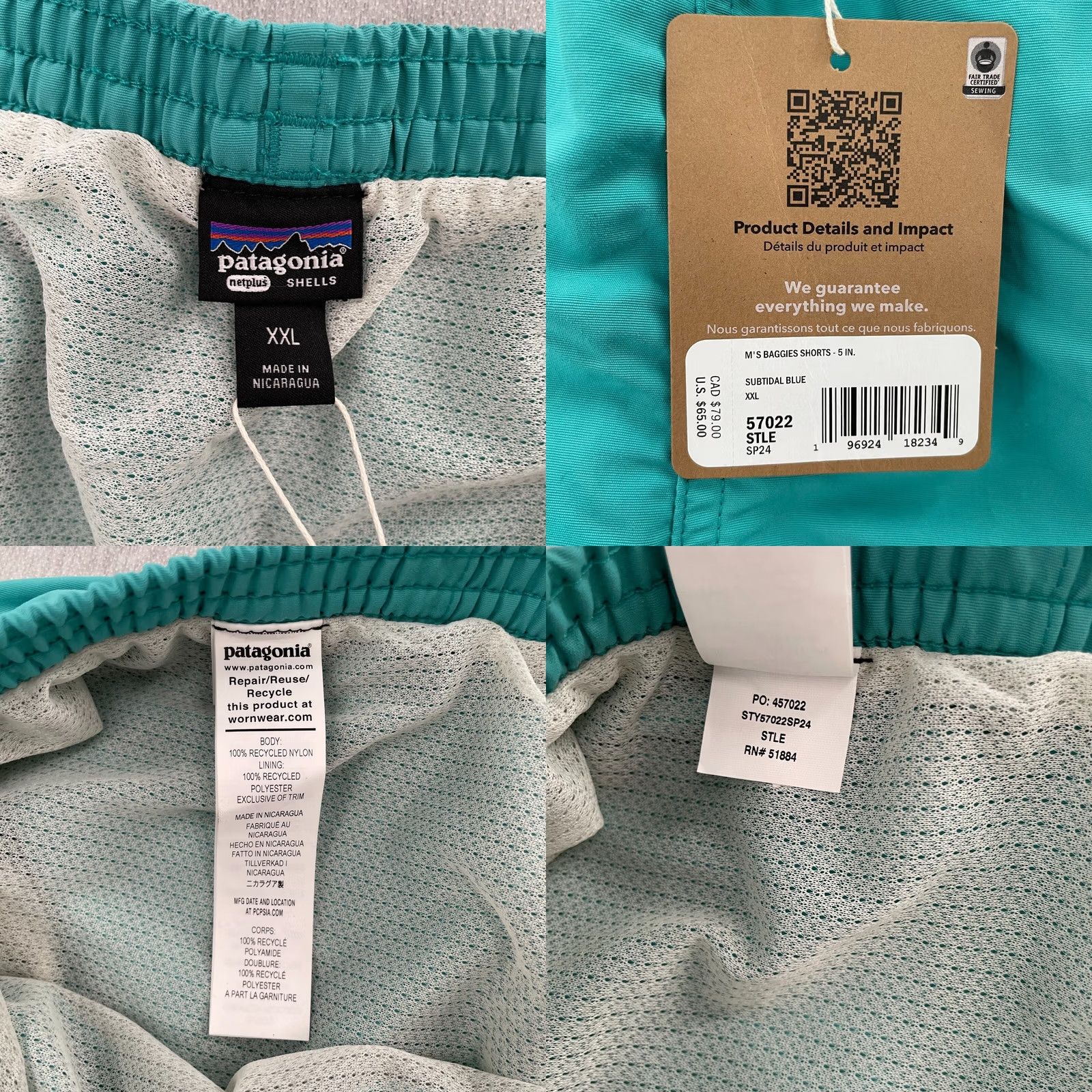 Patagonia Patagonia Shorts Mens 2XL Blue Adult Subtidal Baggies Lined Netplus NEW Size US 39 - 8 Thumbnail