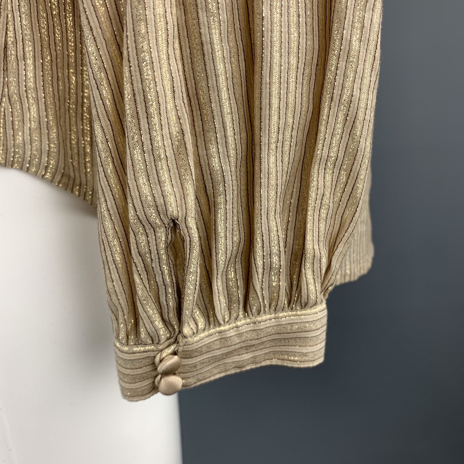 3.1 Phillip Lim 3.1 PHILLIP LIM 4 Gold Metallic Striped Sequin Bib Blouse Size S / US 4 / IT 40 - 5 Thumbnail