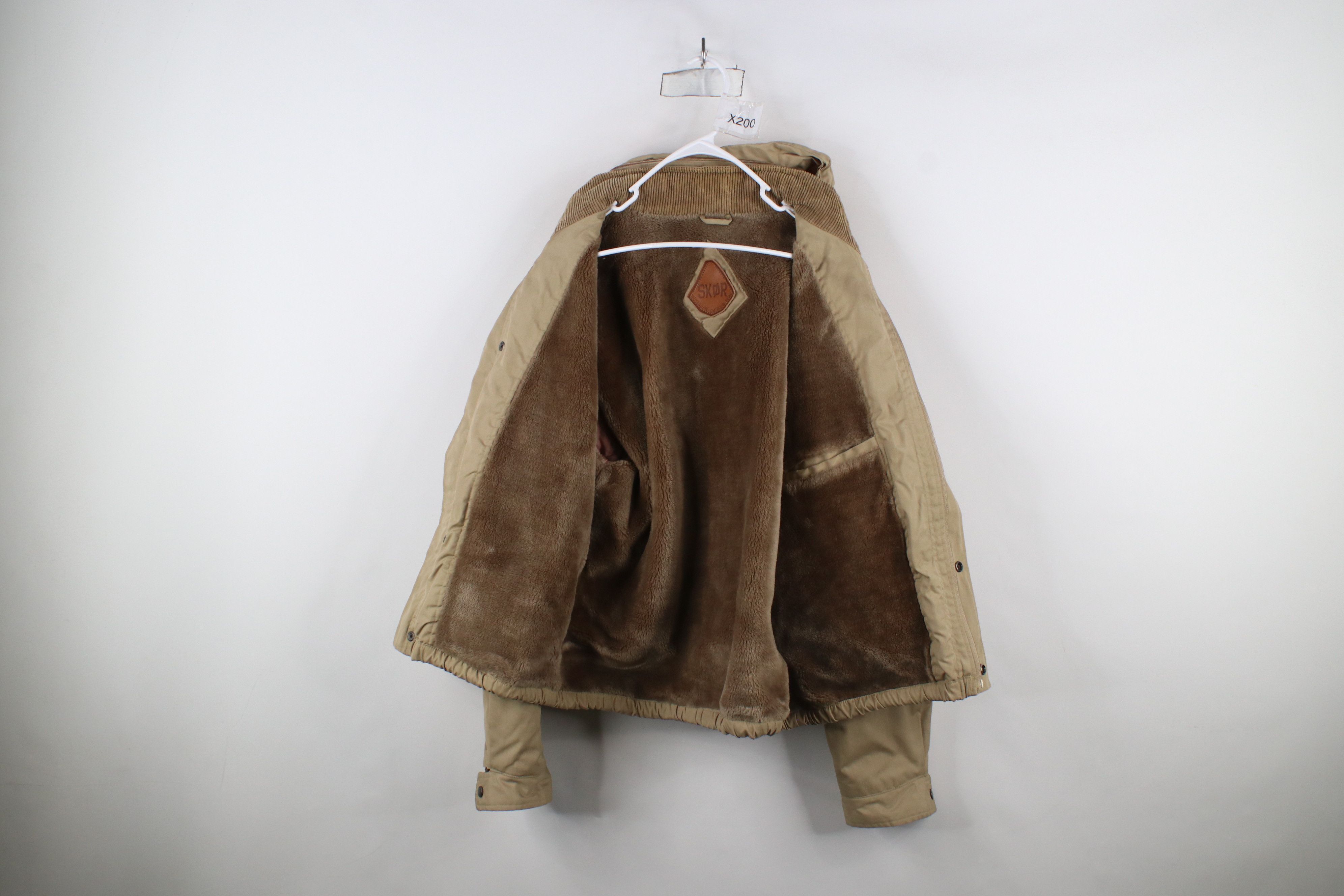Vintage Vintage 70s Skor Fleece Lined Hooded Bomber Jacket Beige Size US L / EU 52-54 / 3 - 11 Thumbnail