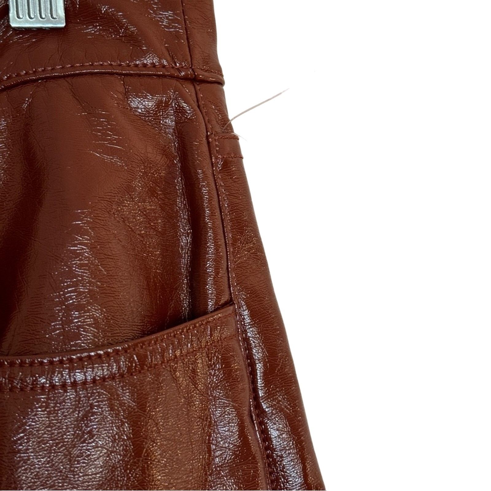 Abercrombie & Fitch Abercrombie 90s Straight Leg Ultra High Rise Leather Pants Size 31" - 6 Thumbnail