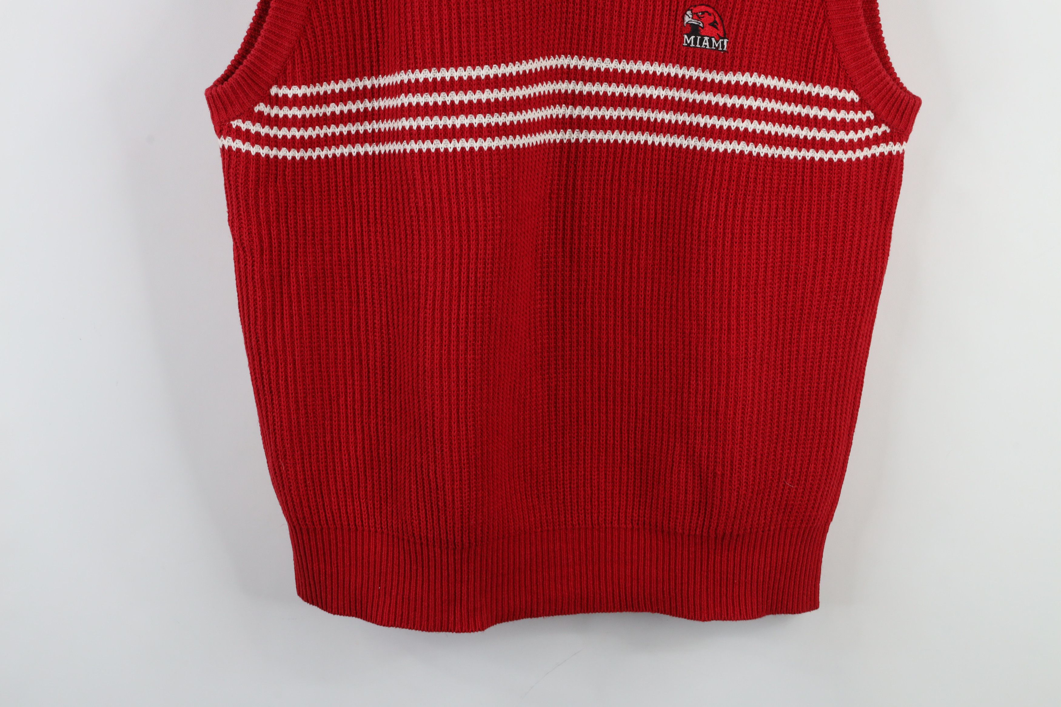 Vintage Vintage 90s Ribbed Knit University Miami Ohio Sweater Vest Size US L / EU 52-54 / 3 - 3 Thumbnail