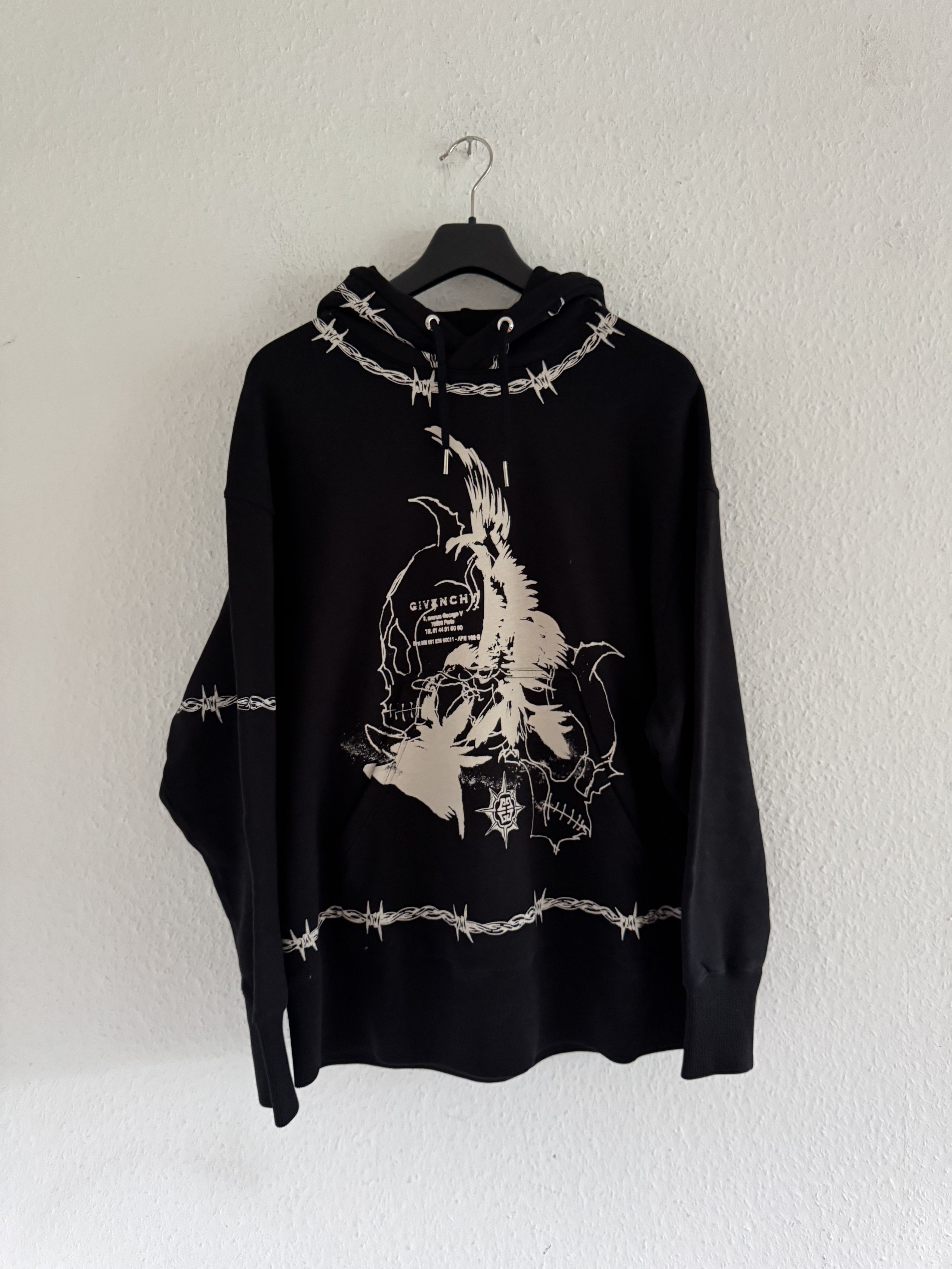 Givenchy Black Barbed Wire Eagle Oversized Hoodie Size US S / EU 44-46 / 1 - 2 Thumbnail
