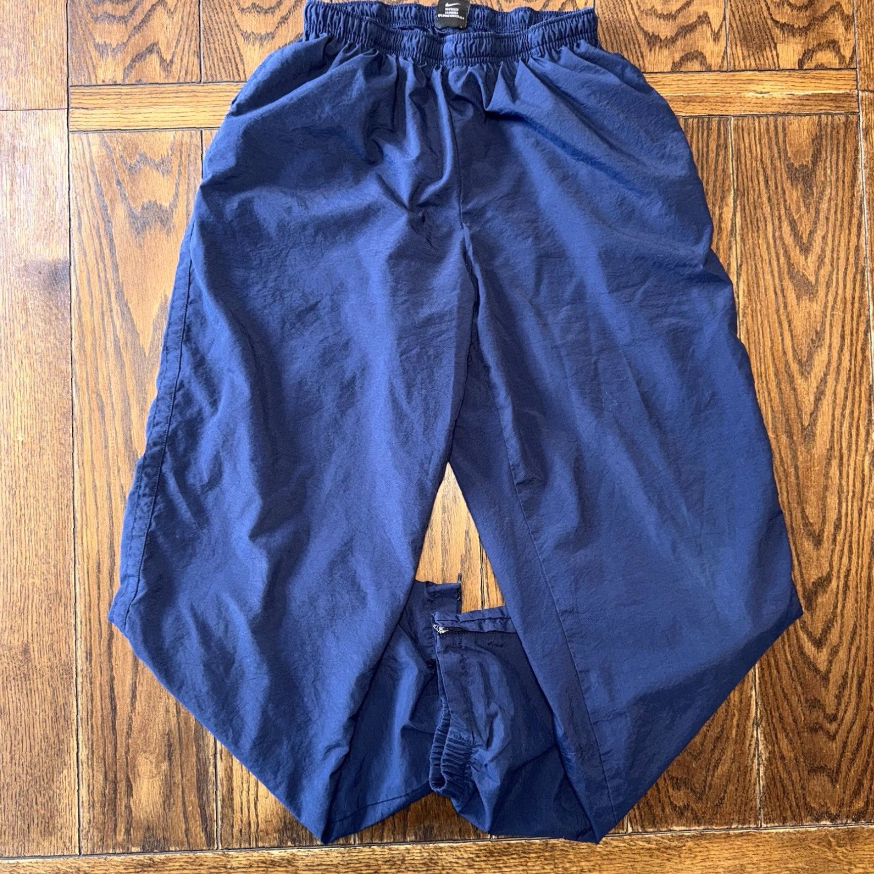 Nike VINTAGE Nike Lined Track Pants Mens Medium Ankle Zip Blue Sports Logo 90s Size US 31 - 2 Thumbnail