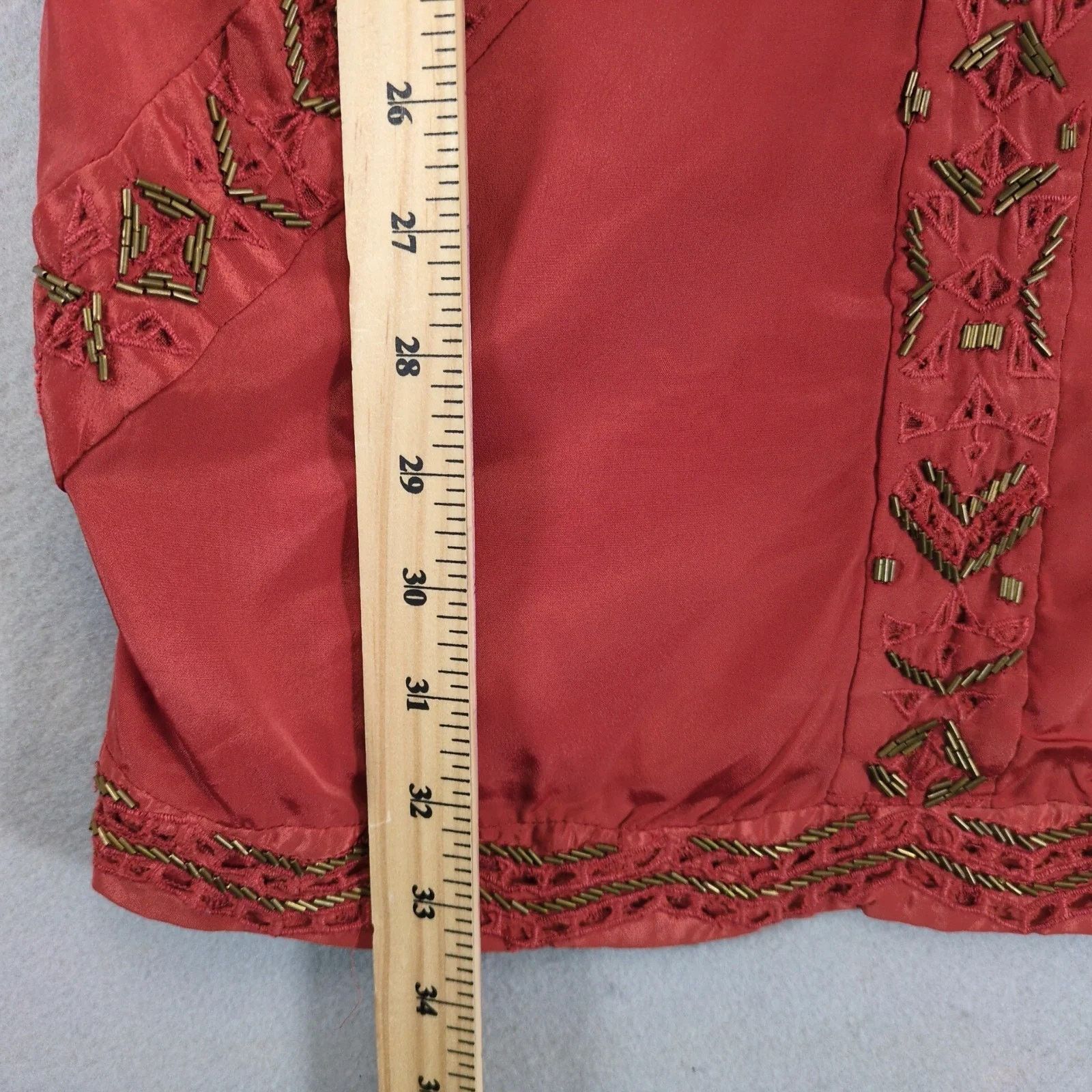 Other Ecote Rust Satin Brass Beaded V-Neck Mini Slip Dress S Size S / US 4 / IT 40 - 6 Thumbnail