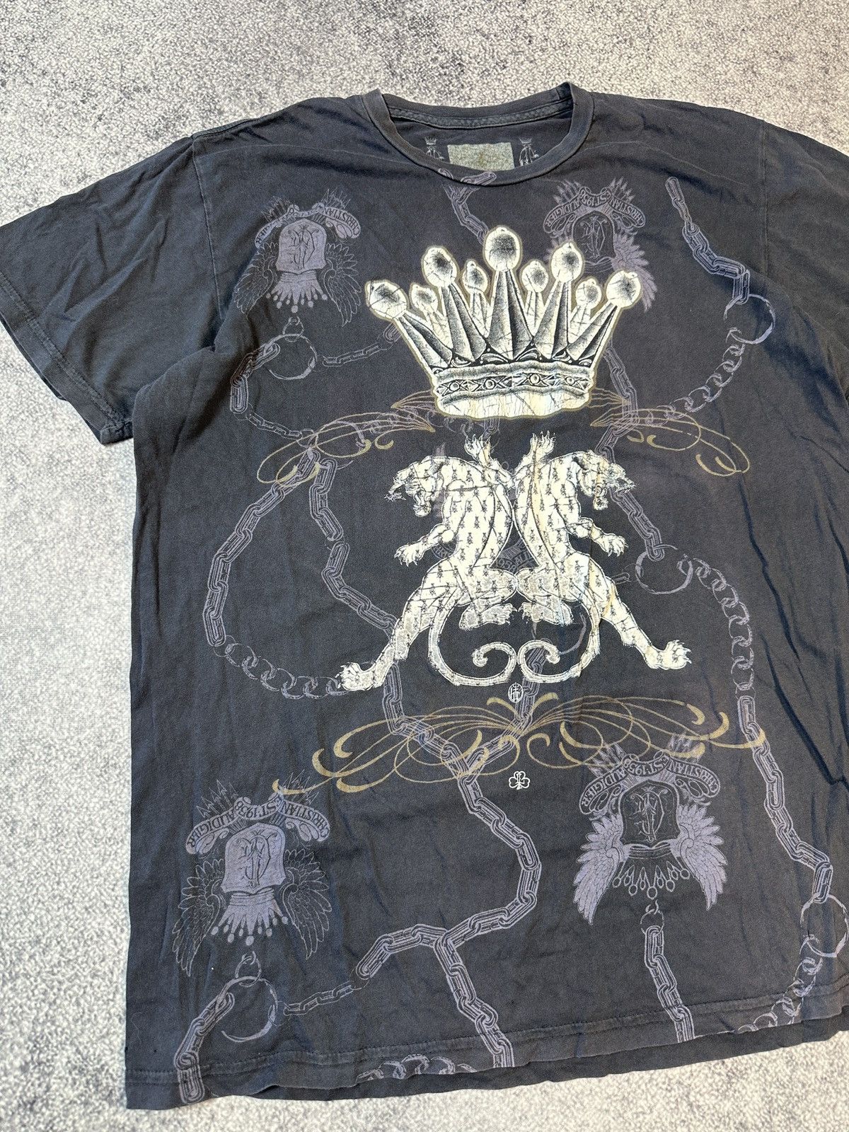Christian Audigier × Ed Hardy Y2K Ed Hardy Christian Audigier Logo T-shirt Avant Garde Vtg Size US XL / EU 56 / 4 - 2 Thumbnail