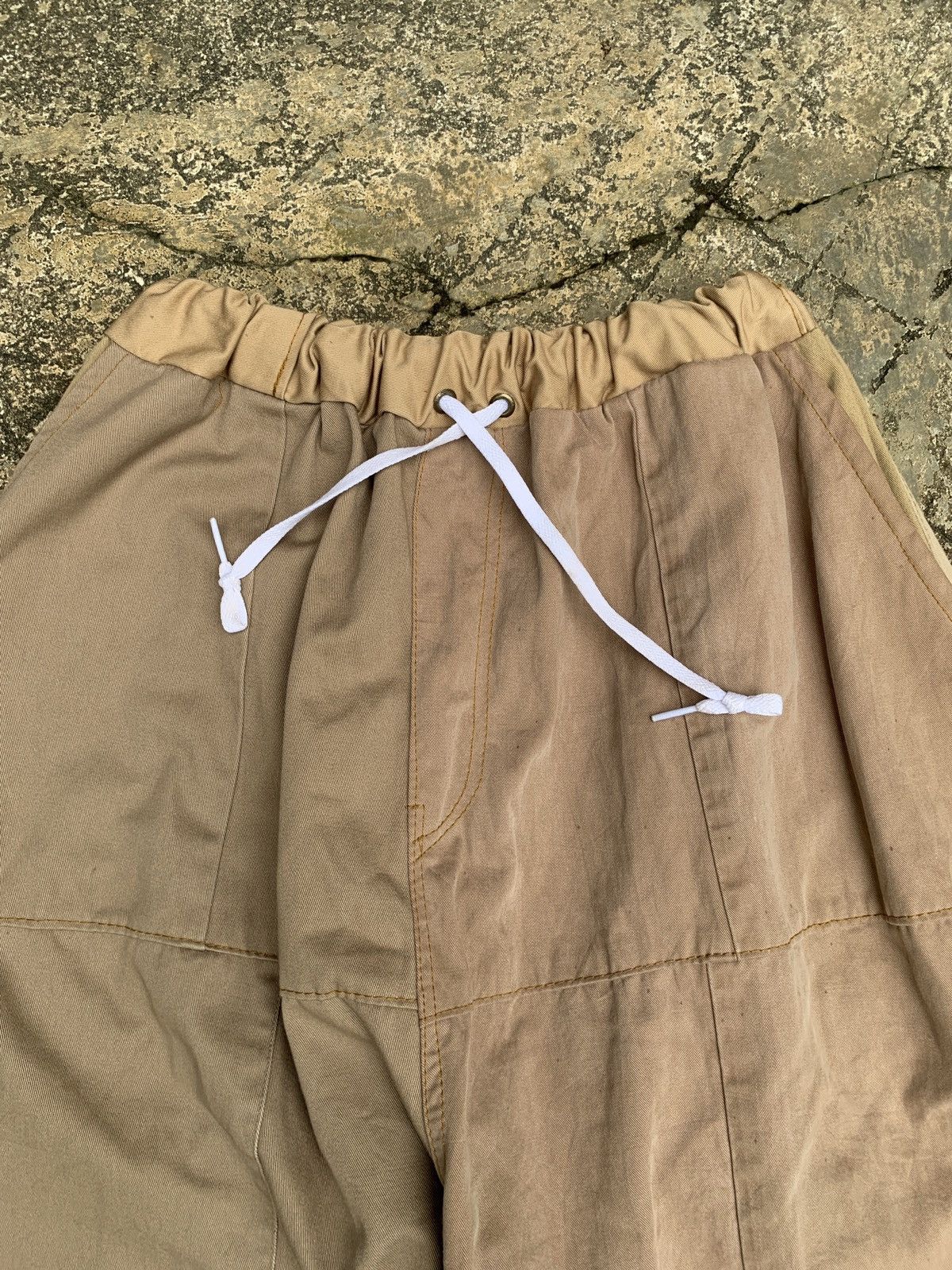 Japanese Brand Unbranded Cut and Sew Canvas Tan Colour Wide Leg Pants Size US 34 / EU 50 - 4 Thumbnail