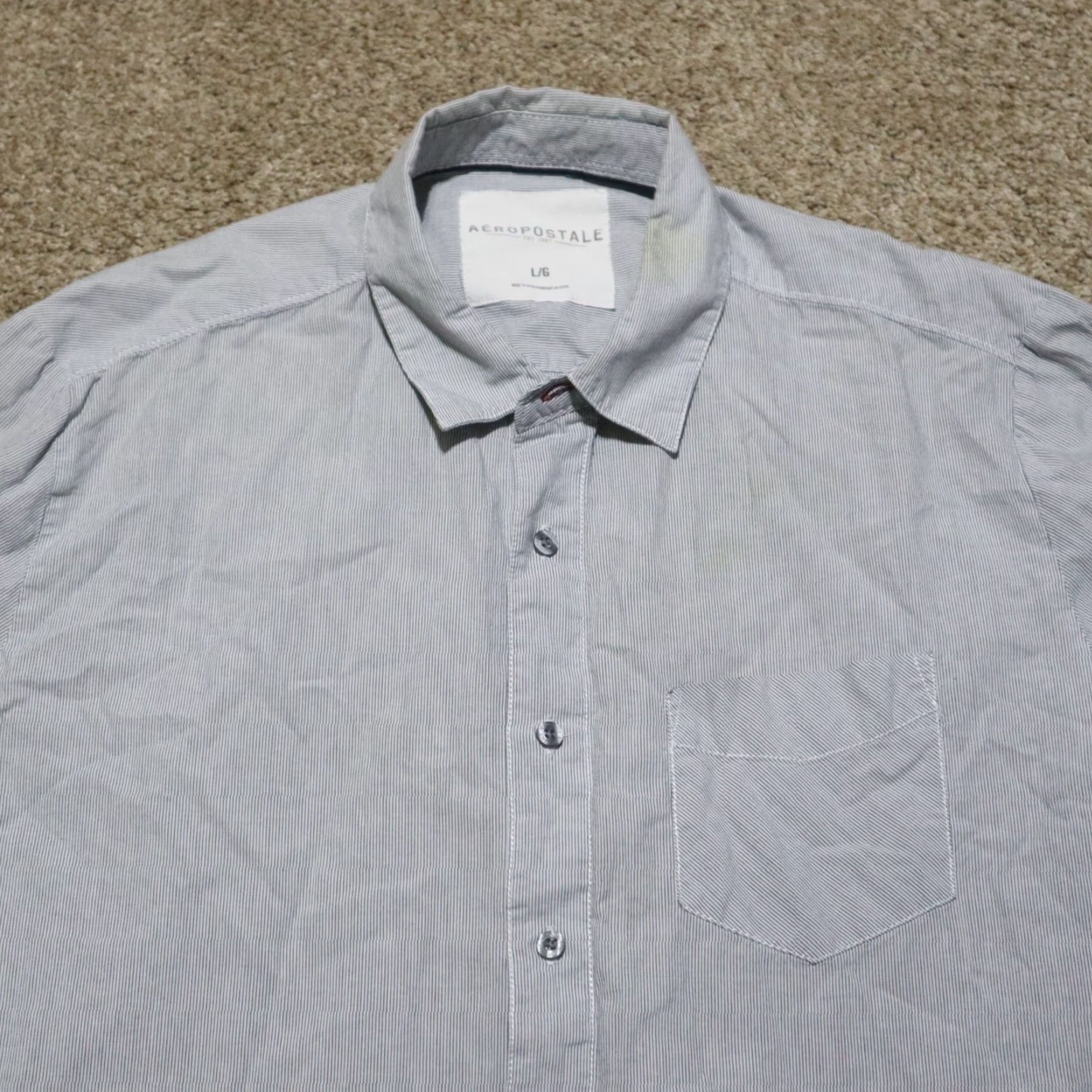 Vintage Aéropostale Shirt Mens L Gray Button-Up Casual Pocket Long Sleeve Shirt Size US L / EU 52-54 / 3 - 2 Thumbnail